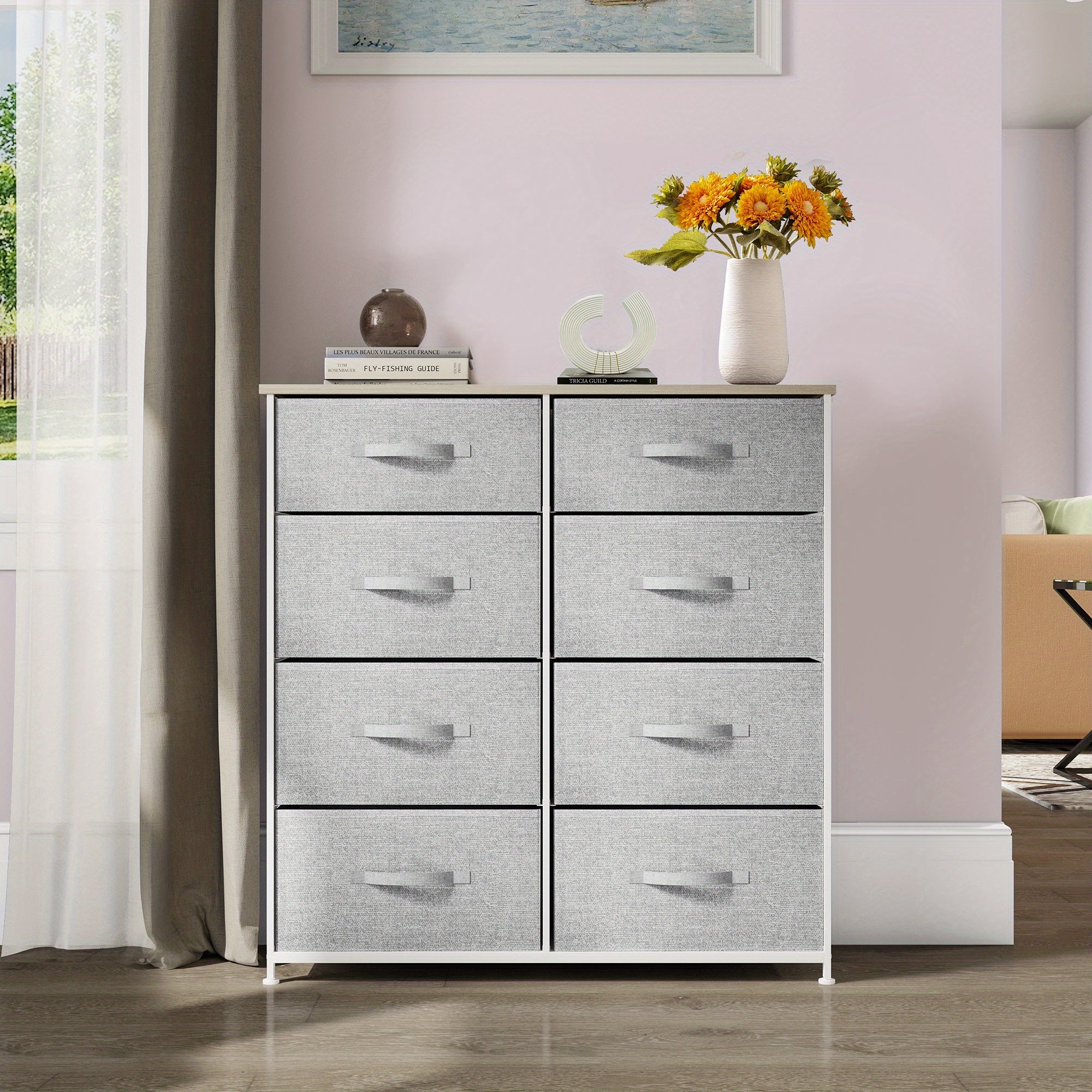 8 Drawers Dresser Home Unit Shelf Storage Closet Chest Organizer Tower - grey - Dresser Westberry Furniture