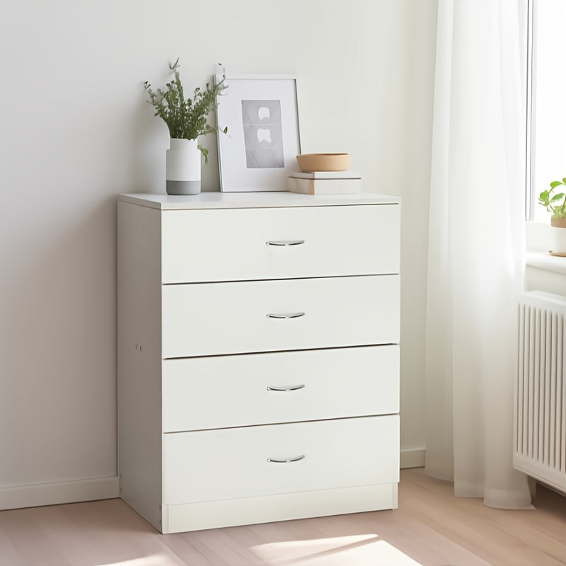 Modern Simple 4-Drawer Dresser White/Black - White - Dresser Westberry Furniture
