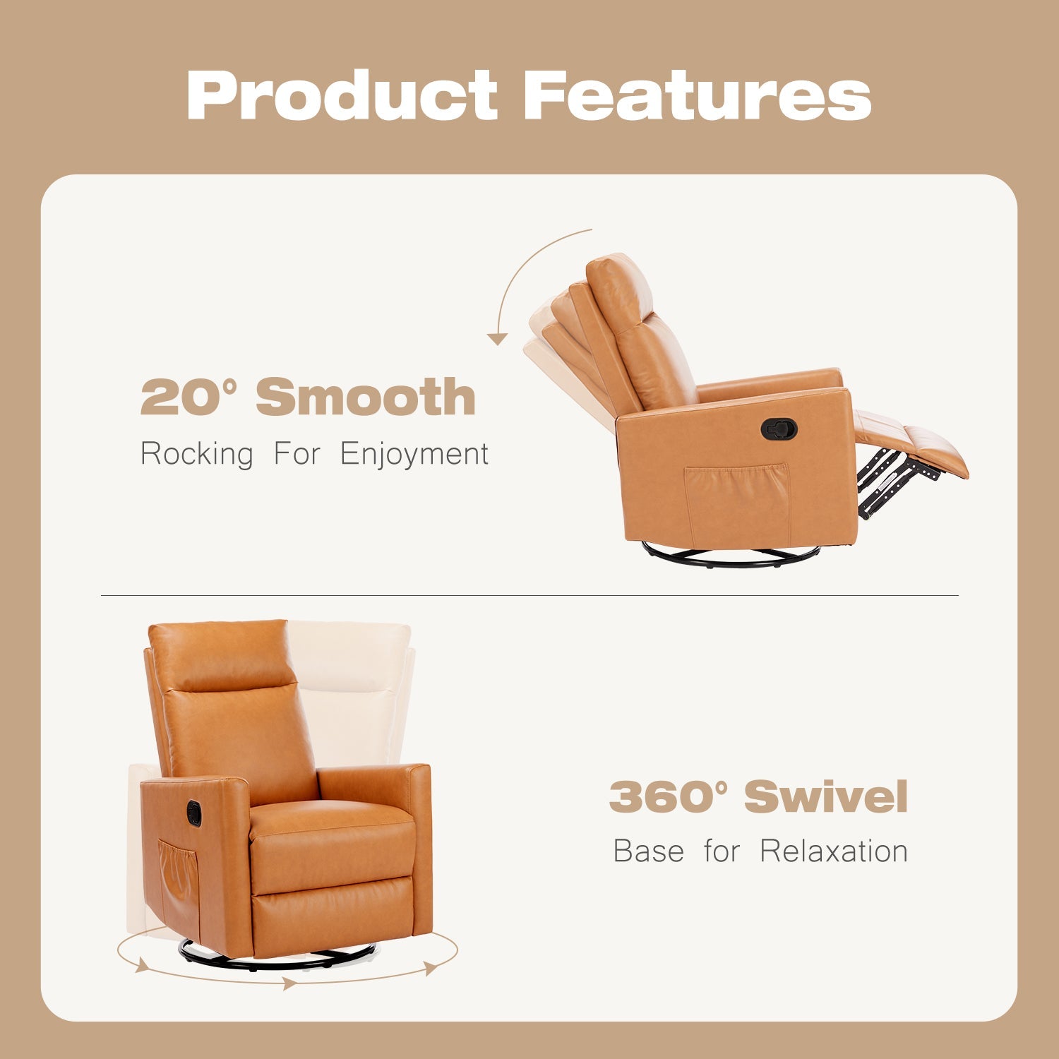 Recliner Chair Rocking Chair for Living Room, Glider Rocker Recliner Nursery Chair with Extra Large Footrest for Home, High Back, Upholstered Deep Seat