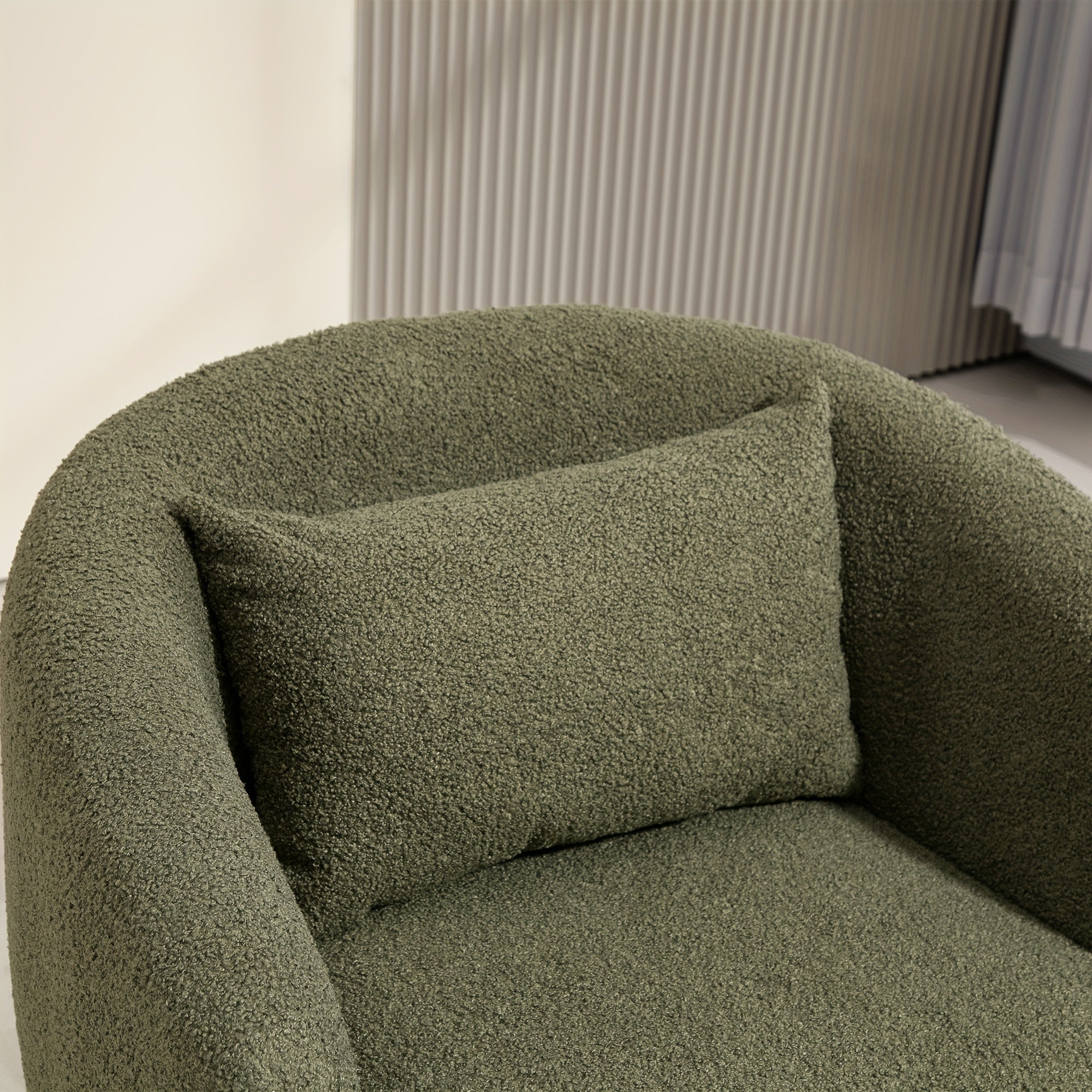 Upholstered Swivel Barrel Armchair With Storage Modern Living Room Side Chair For Bedroom/Office/Reading Spaces - Teddy Fabric Dark Green