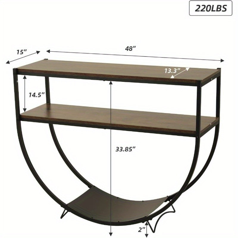 48" Entryway Table Console Table Sofa Table 3 Tiered, Rustic Style, for Living Room, Hallway, Foyer, Brown