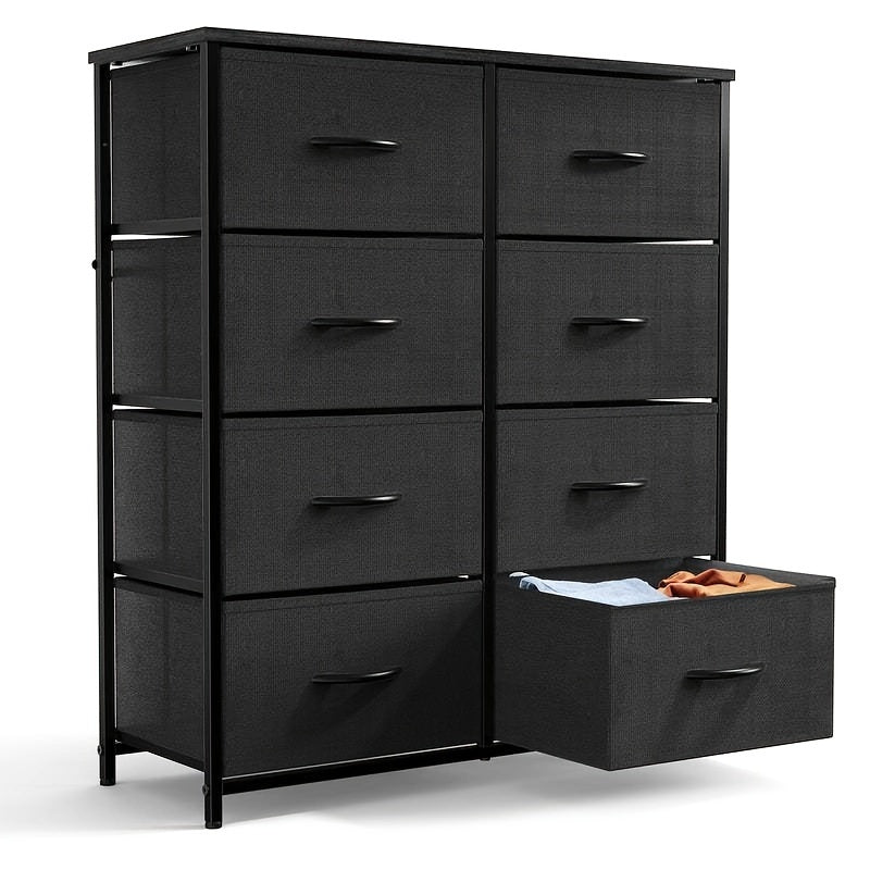 8 Drawer Solid Steel Frame Dresser - Ample Storage Space Fabric Drawer Organizer Bedroom Living Room Office Bathroom