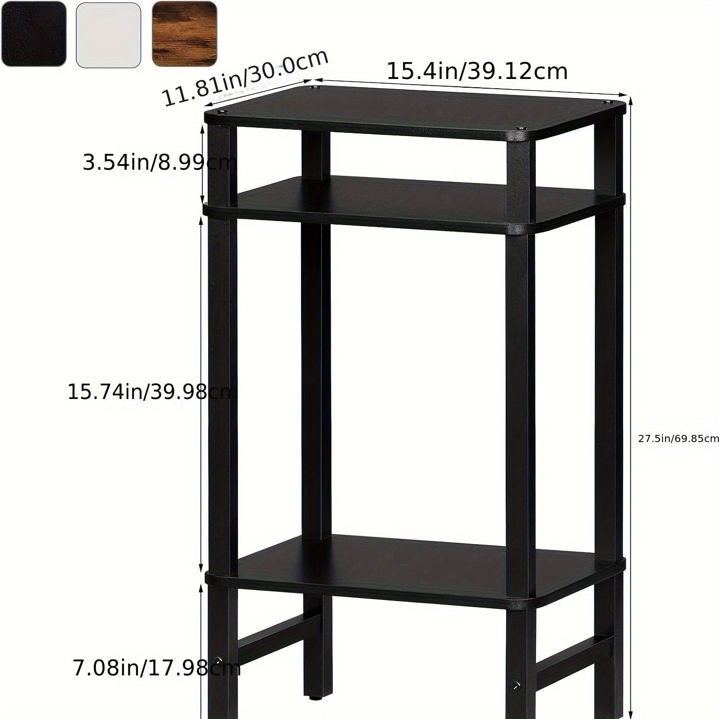 3 Tier Tall Wooden End Table With Storage, Telephone Table, Small Side Table For Small Spaces, Narrow Nightstand For Living Room, Bedroom, Office, Black