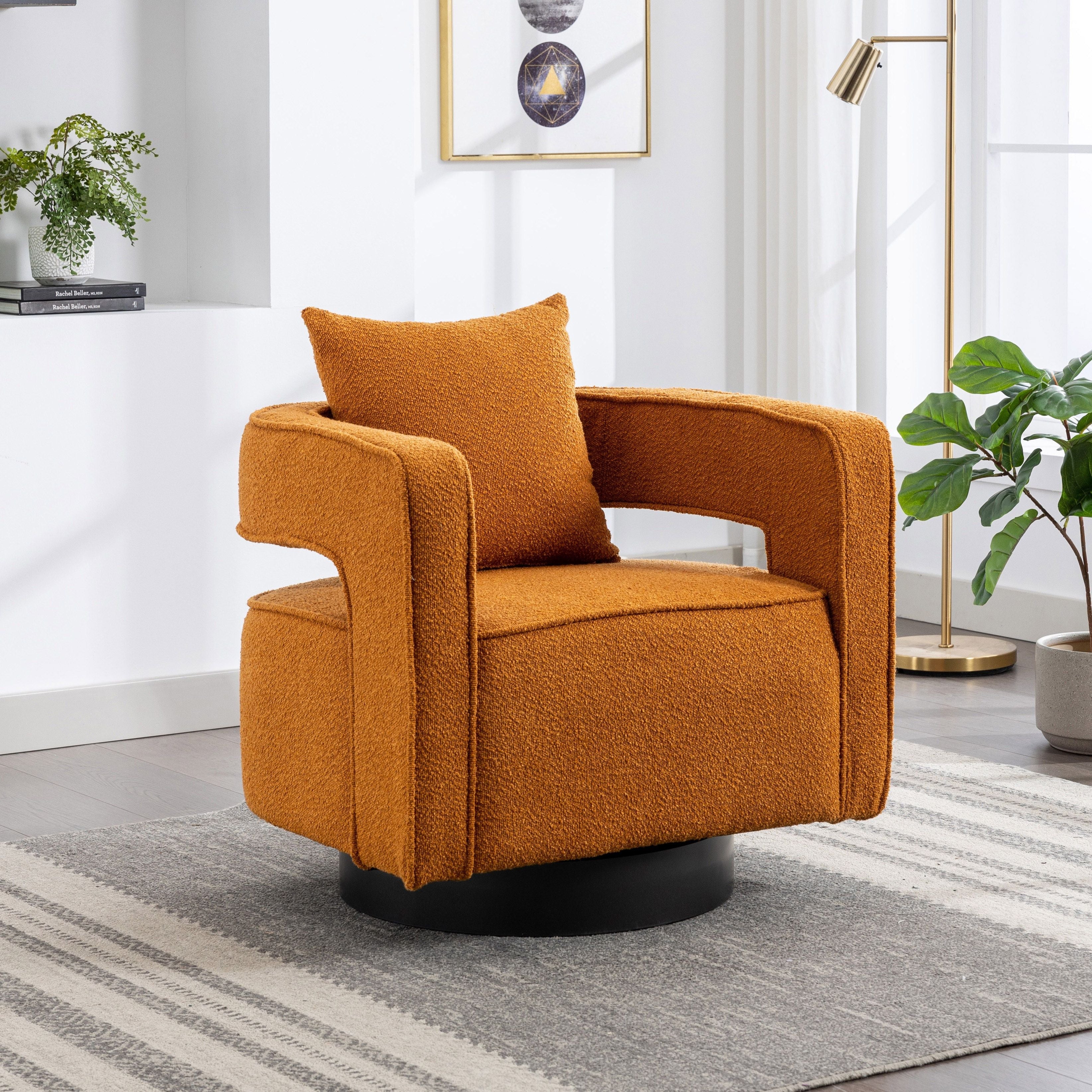 Swivel Accent Chairs Modern Comfy Sofa Chair With Black Base, Single Armchair For Nursery Bedroom Living Room