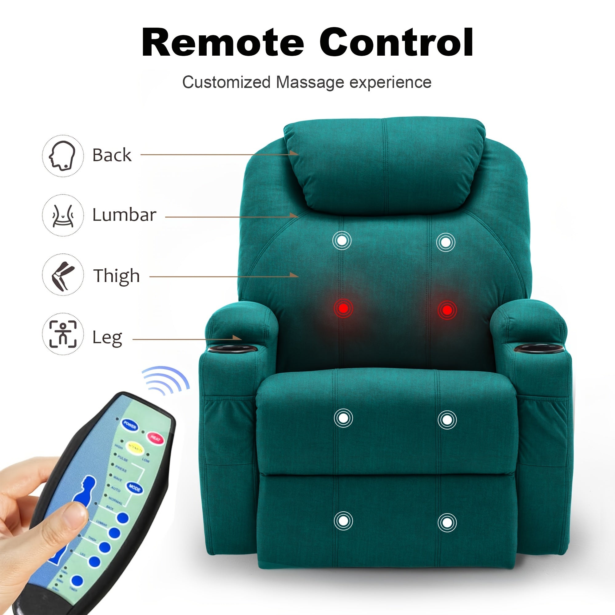 Massage Swivel Rocker Recliner with Heat and Vibration Massage, Manual Rocking Recliner Living Room Chair