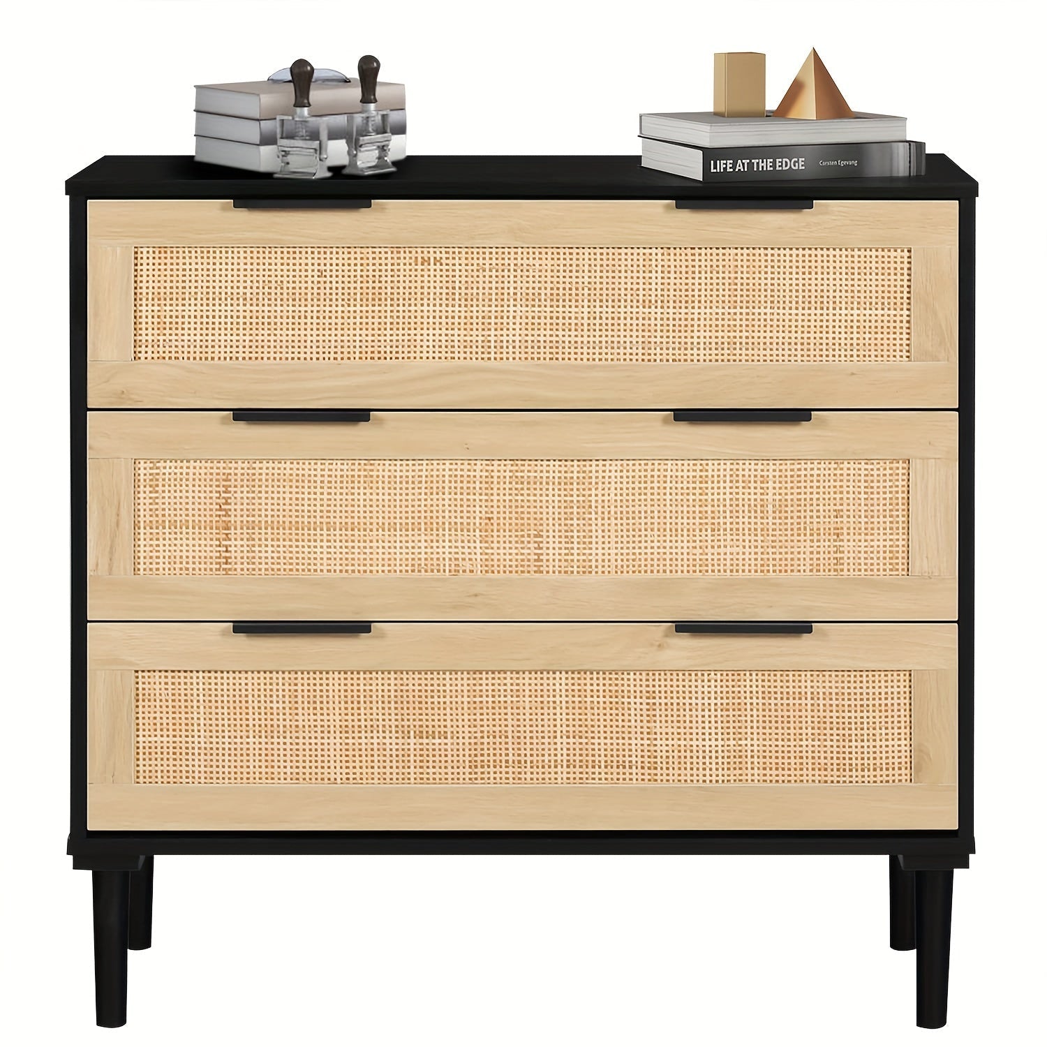 3-Drawer Modern Rattan Chest Of Drawers, Bedroom Dresser, Versatile Storage Cabinet For Lab, Living Room, Entryway