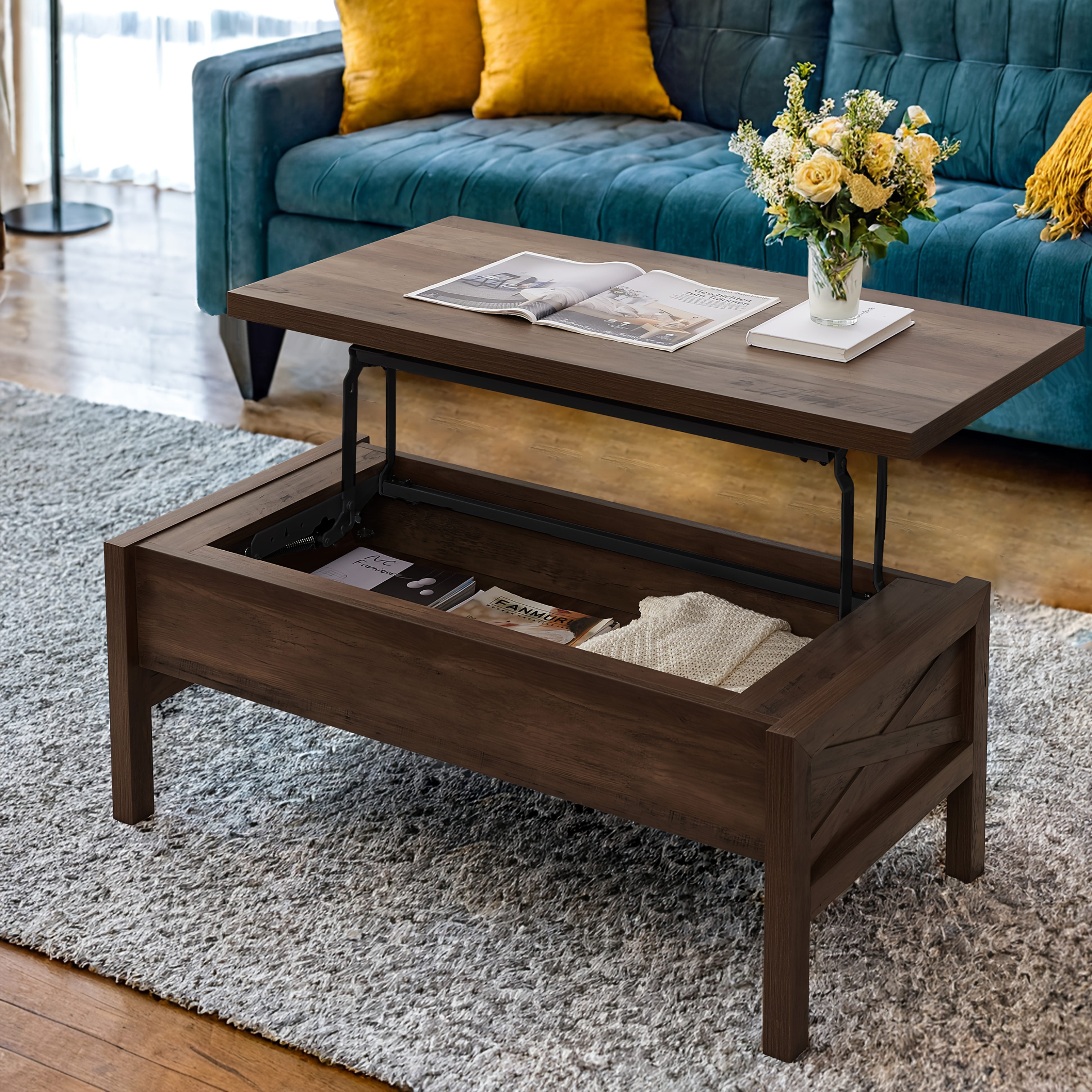 Lift Top Coffee Table with Hidden Compartment Storage Coffee Table with Lift Top Farmhouse Wood Lift Top Coffee Table