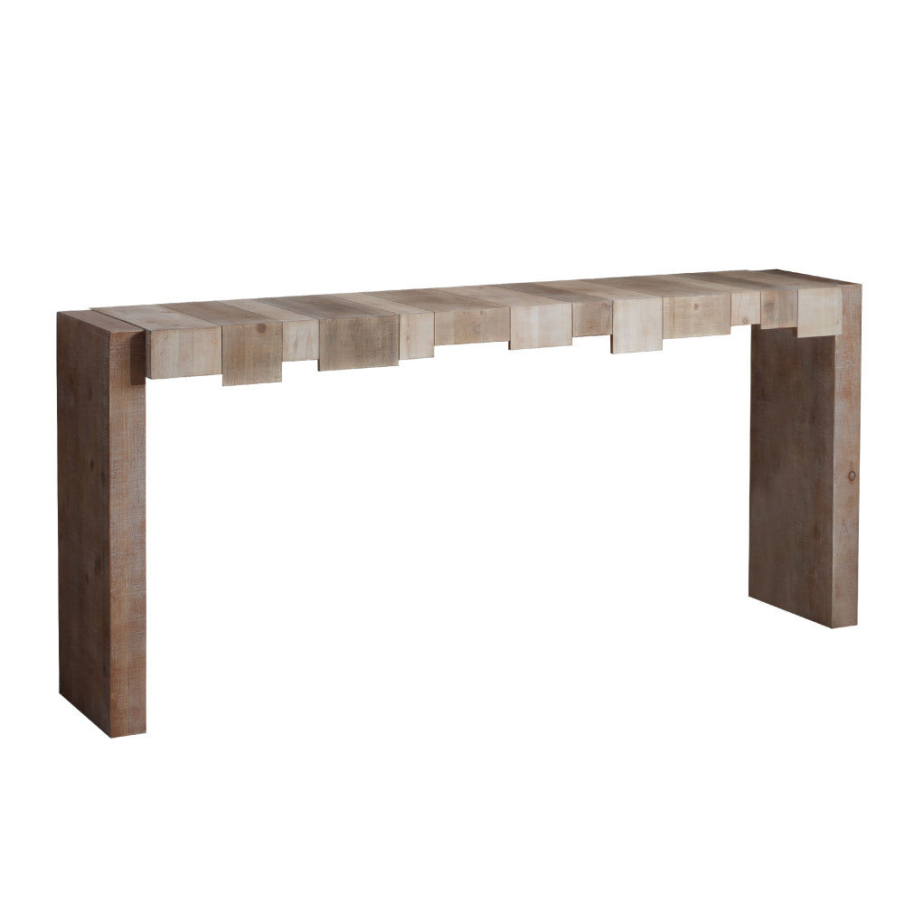 Rustic Modern Manufactured Wood Console Table with Step-Block Design