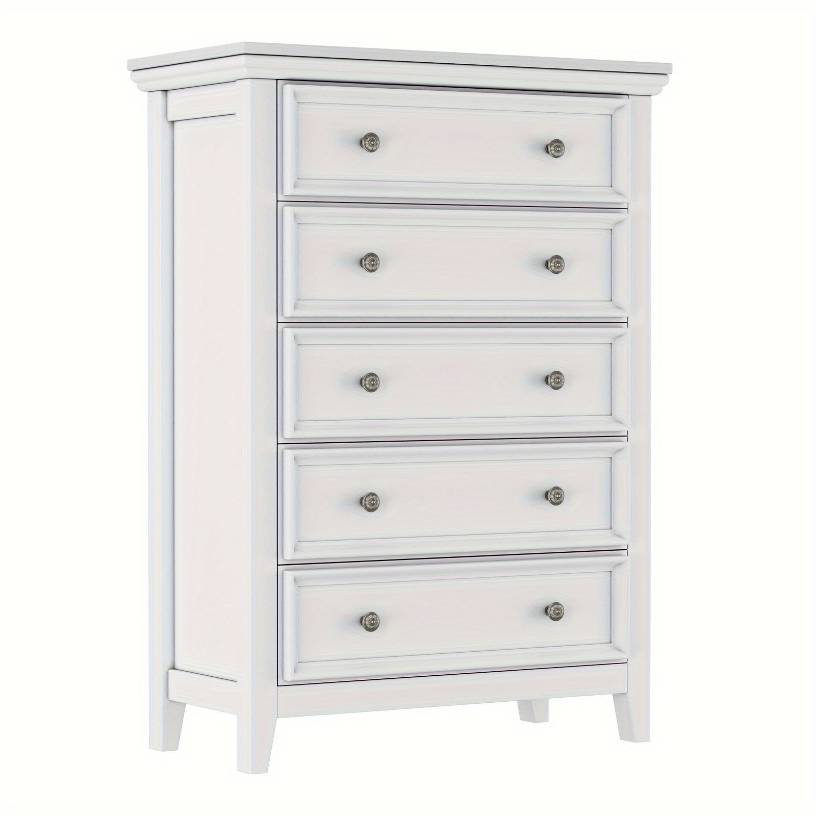 White Dresser for Bedroom 5 Chest of Drawers 5 Drawer Dresser for Home Office Storage Drawer Cabinet with for Bedroom