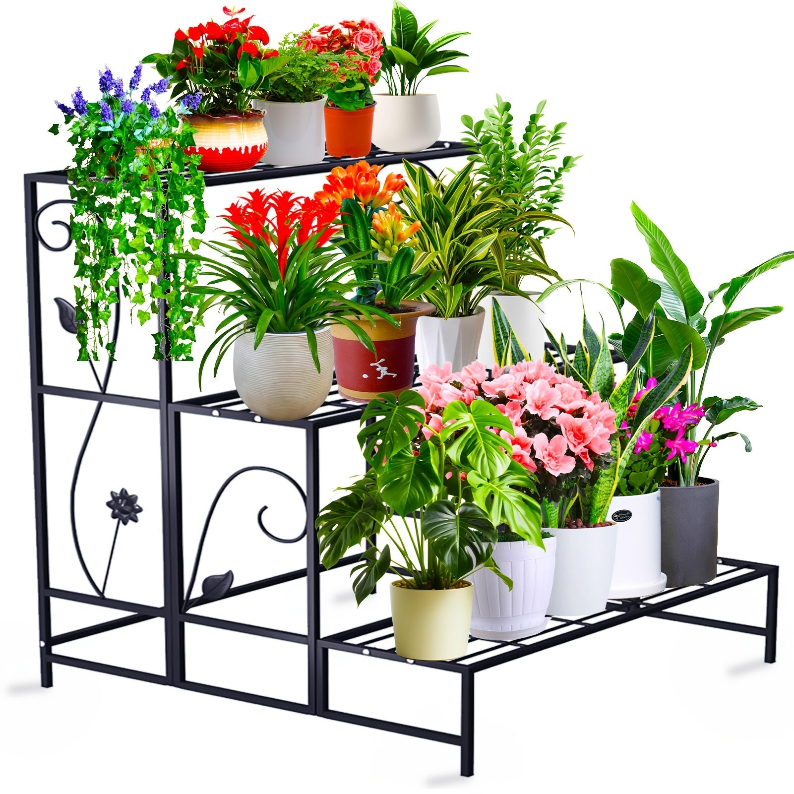 3-Tier Metal Plant Stand For Indoor And Outdoor Use – Durable Waterproof Plant Shelf Perfect For Displaying Large Planters, Flower Pots, And Indoor Gardens On Your Patio, Balcony, Or Living Room