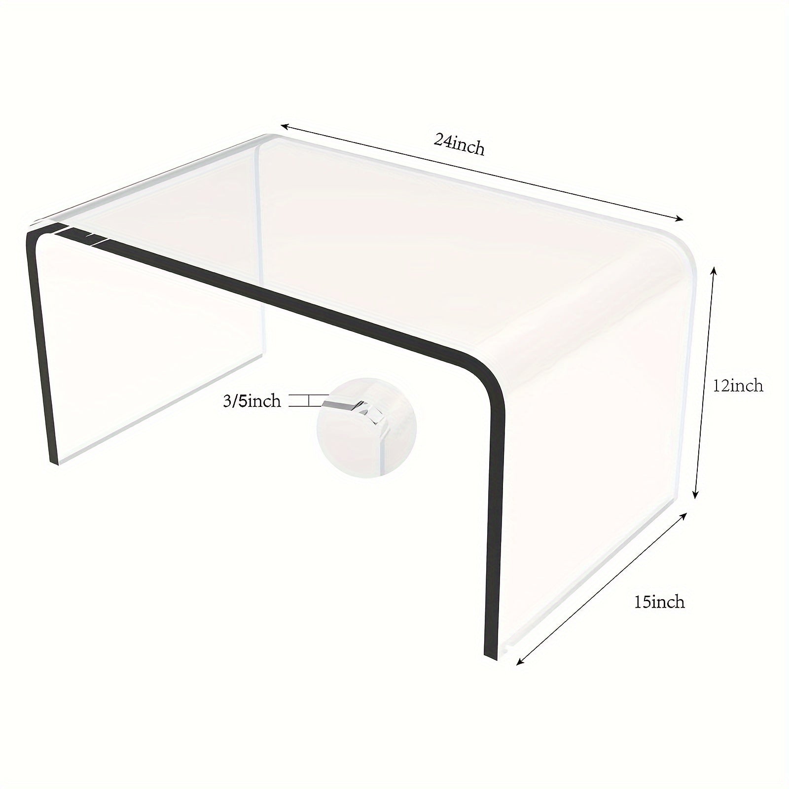 Premium Acrylic Clear Coffee Table, Modern Waterfall End Table For Small Living Room, Bedroom And Office, No Installation, Easy To Clean