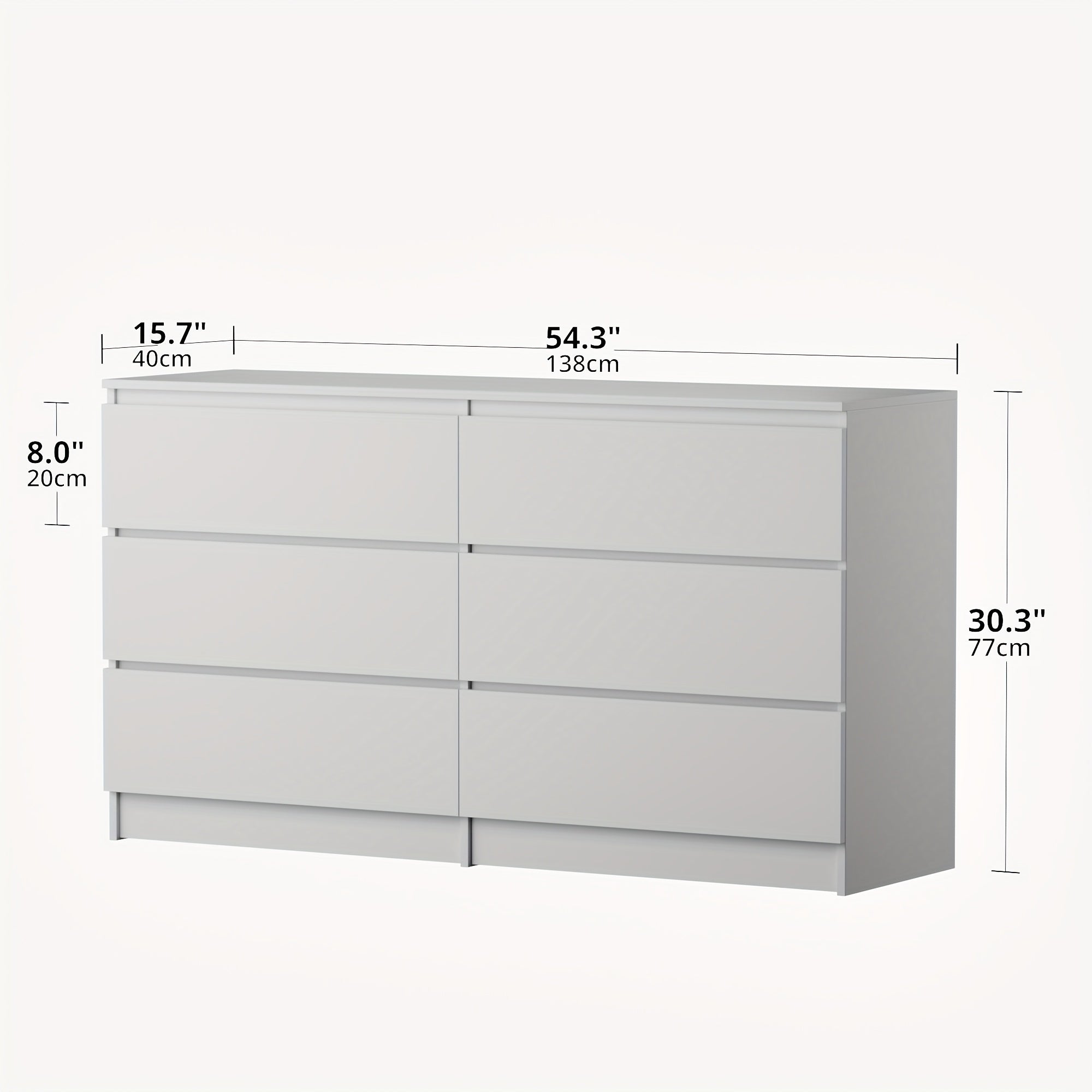 Spacious 6-Drawer Dressing Table - Large Capacity Multifunctional Storage Cabinet for Bedroom & Living Room