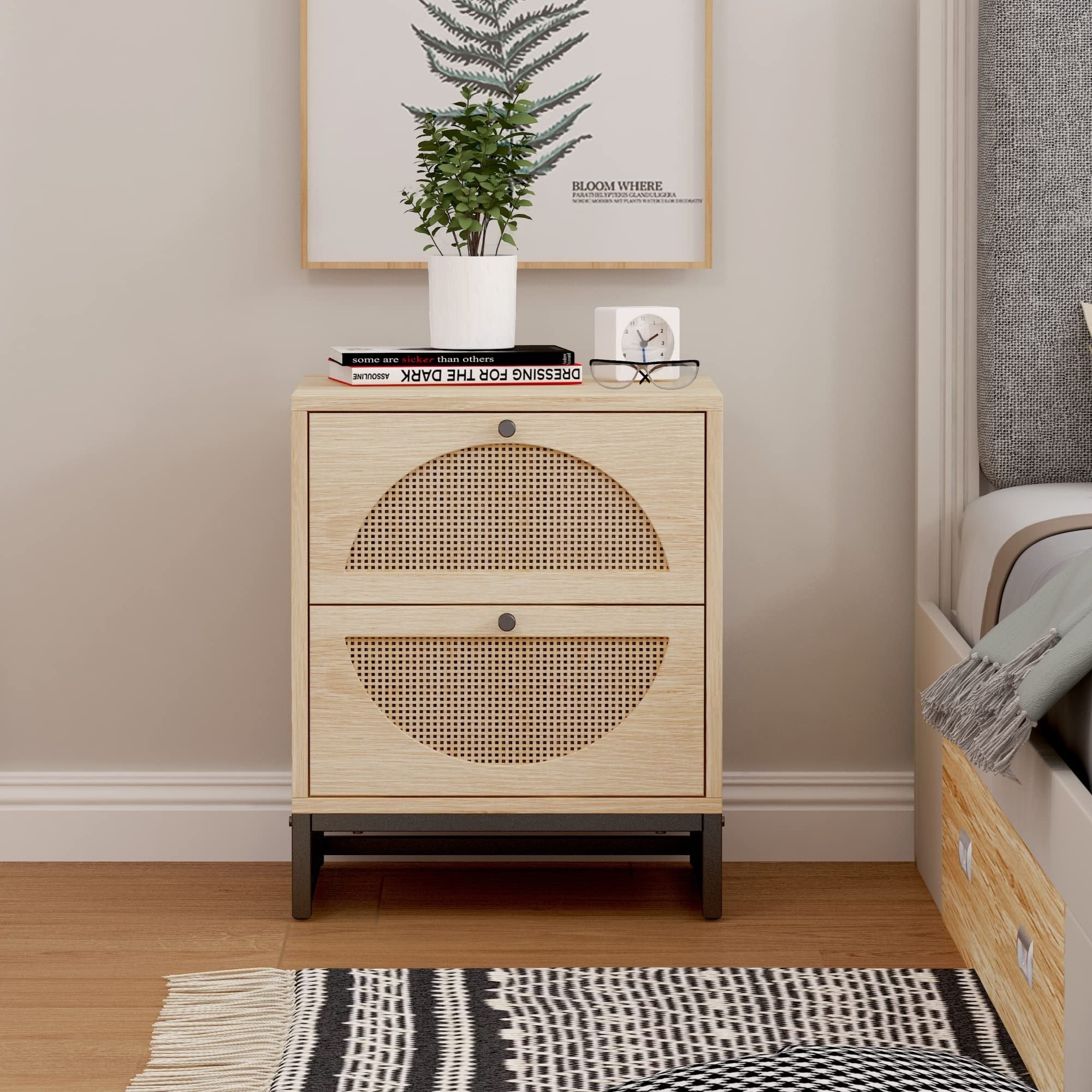 Charming Farmhouse-Style Nightstand with 2 Drawers and Storage Cabinet – Ideal for Small Spaces, Living Room, and Bedroom