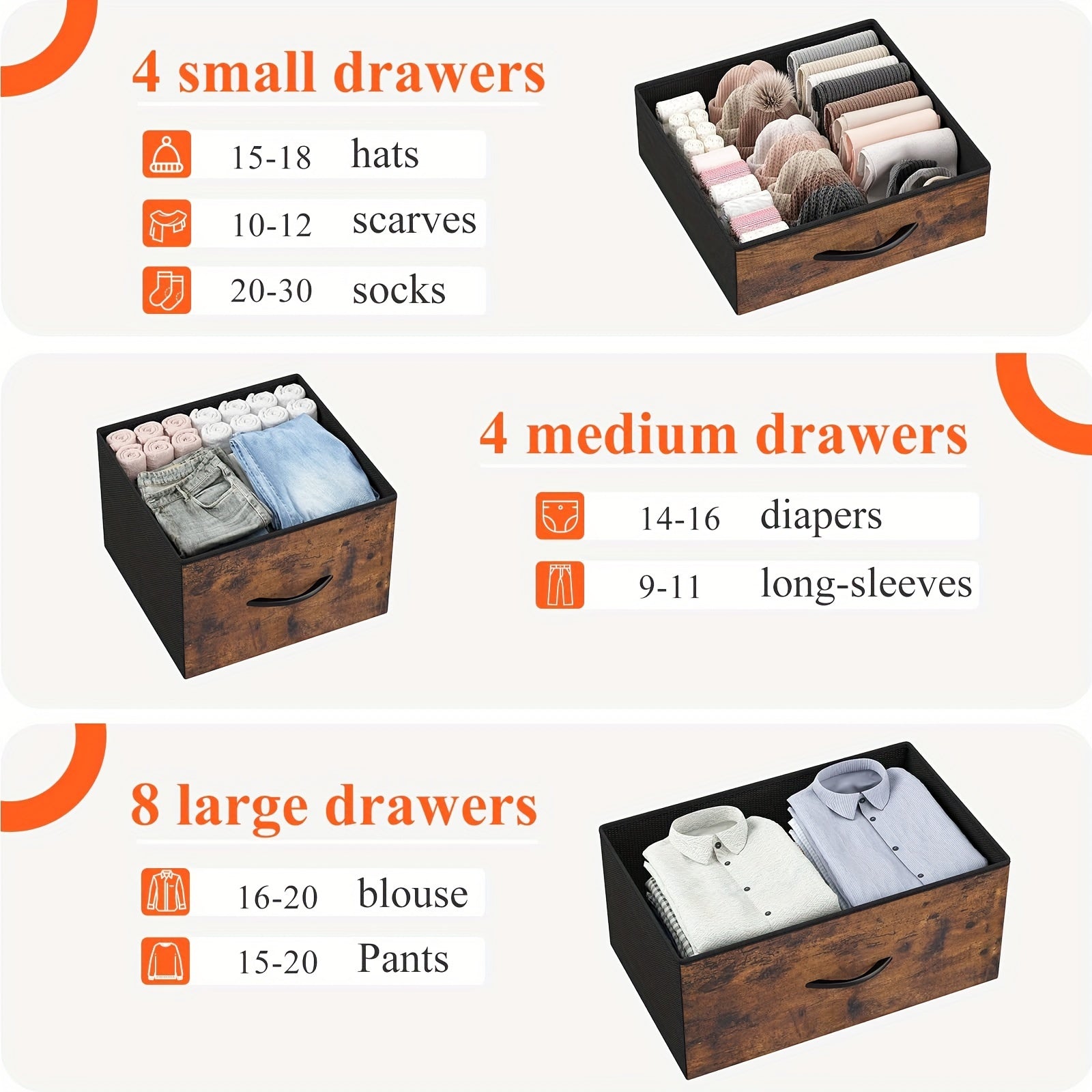 Dresser For Bedroom With 16 Drawer, Dressers & Chests Of Drawers, Tall Dresser For Bedroom, Fabric Dresser Bedroom Furniture With Drawer For Closet Entryway, Dresser Organizer With Fabric Bins For Lab