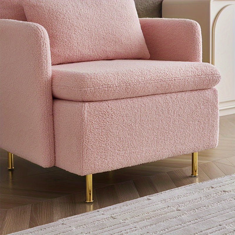 Modern Armchair, Comfortable And Cozy Sherpa Cushioned Armchair, Furry Reading Chair With Slim Armrests, Furry Single Club Sofa Chair, Suitable For Living Room, Bedroom, And Many Other Occasions