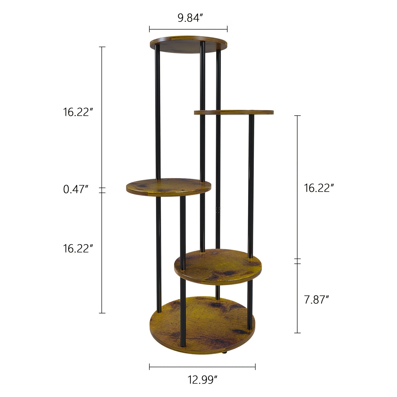 5-Layer Circular Metal Plant Rack, Black Multi-Tier Flower Stand for Indoor Use - Ideal for Balcony, Garden, Living Room, Bedroom, Terrace, Corner Flower Rack, High