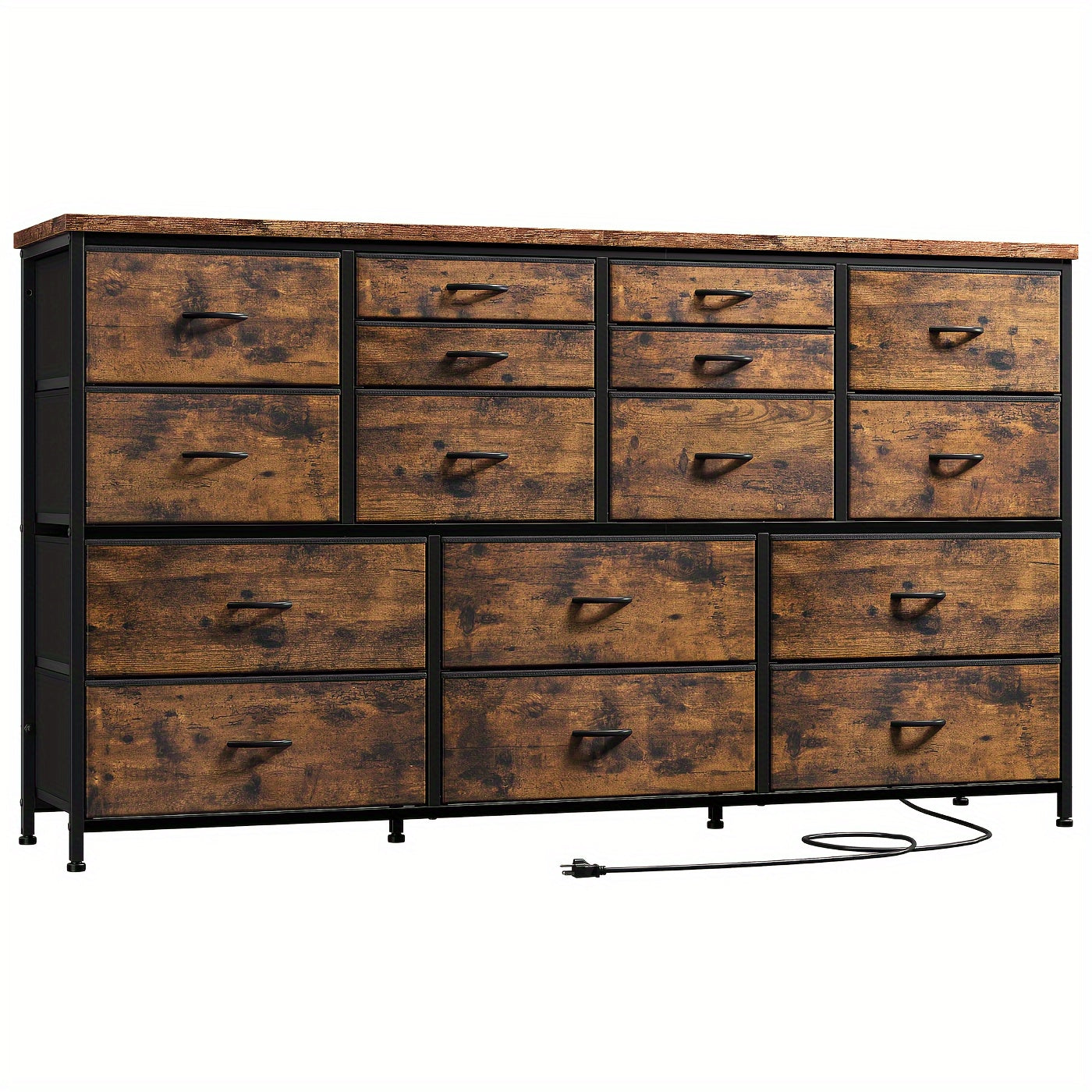 TV Stand Dresser for 60" TV Stand with Charging Station TV Stands for Living Room Long Dresser for Bedroom TV Stand with 16 Drawers Storage TV Stand for Bedroom Dresser 51.1''W*11.8''D*34.8''H