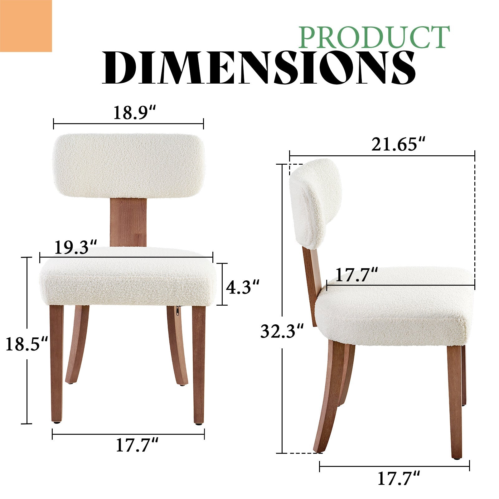 Modern Linen Dining Kitchen Chairs with Upholstered Curved Backrest & Seat, Chairs for Dining Table, Hardwood Frame