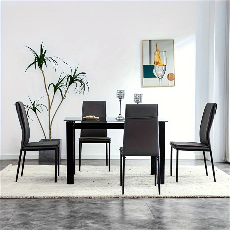 Dining Chairs Set Of 4, Black Modern Kitchen Chair With Metal Leg