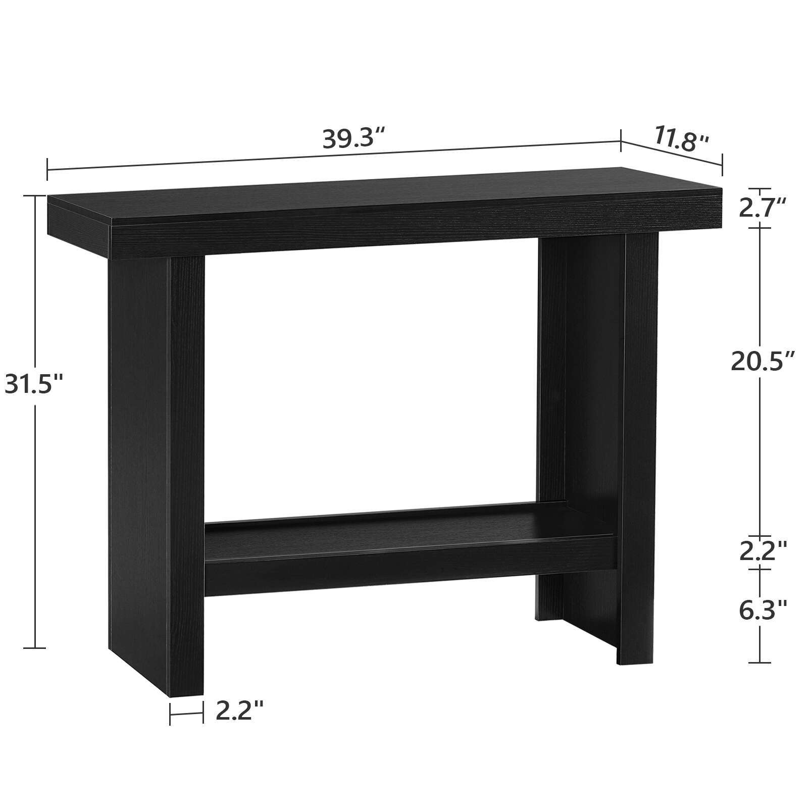 Modern Black Console Table 39.4" - Space-Saving Entryway & Narrow Sofa Side Table, Easy Assembly for Living Room, Hallway, Foyer, MAHANCRIS