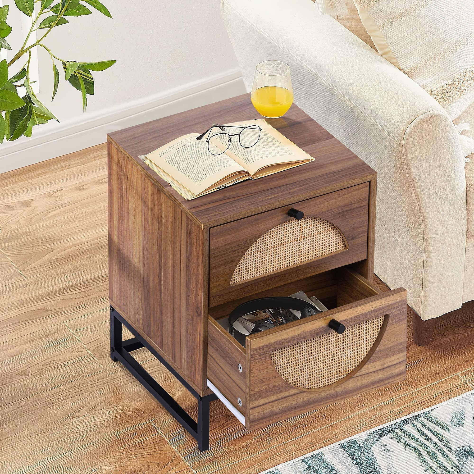 Charming Farmhouse-Style Nightstand with 2 Drawers and Storage Cabinet – Ideal for Small Spaces, Living Room, and Bedroom