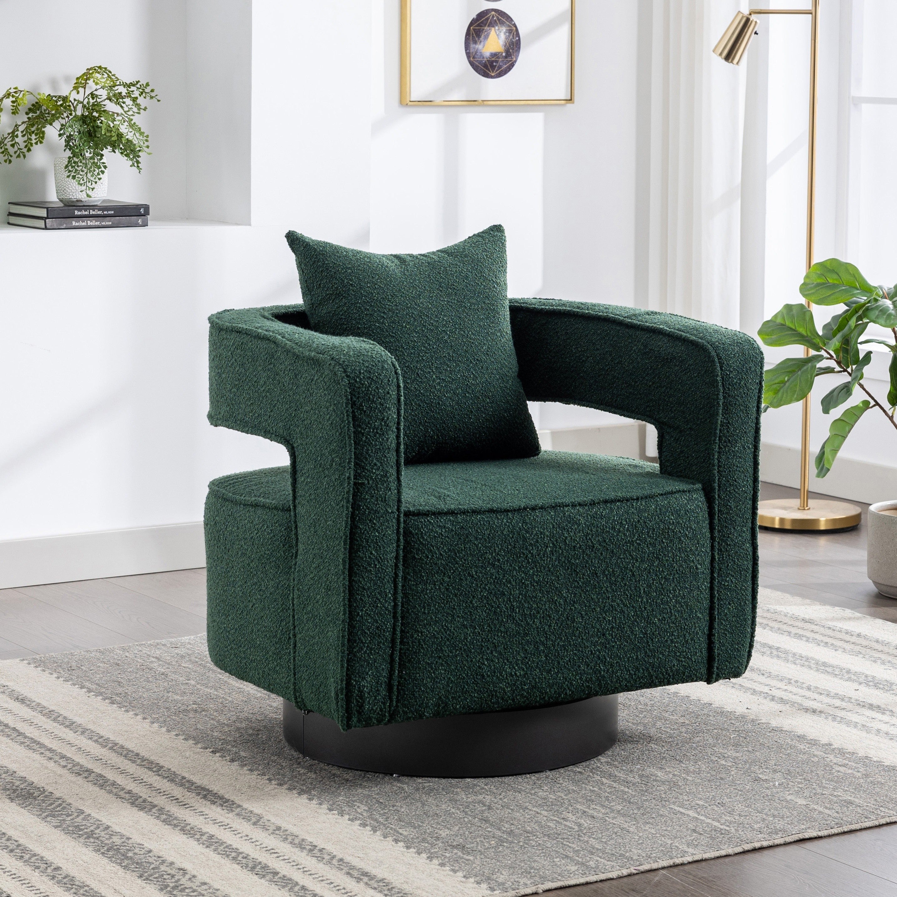 Swivel Accent Chairs Modern Comfy Sofa Chair With Black Base, Single Armchair For Nursery Bedroom Living Room