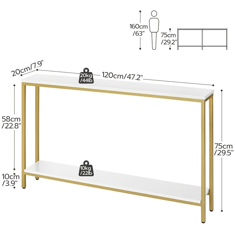 47.2" Skinny Console Table, Sofa Table With Support Bar, Hallway Entrance Table For Living Room, Entryway, Corridor, Sturdy, Easy Assembly, Wood Look Accent Table