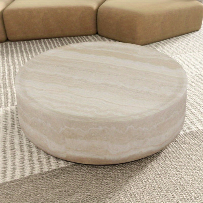 Round Faux MARS Pattern Coffee Table - No Assembly Required - Ideal for Living Room & Tea Time - Stylish & Durable