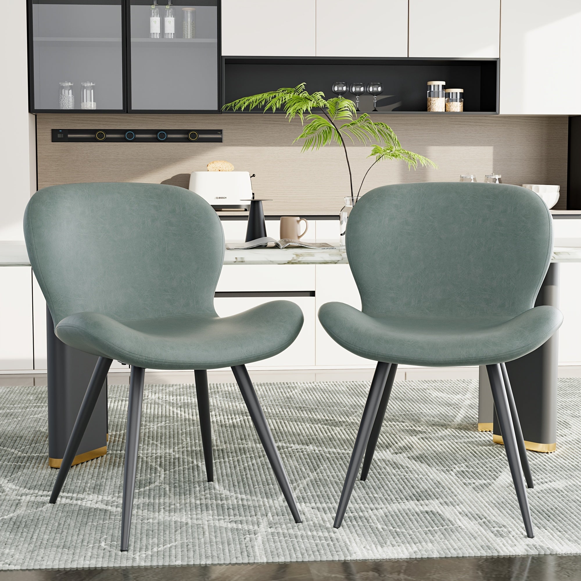 Dining Chairs Set, Mid Century Modern Kitchen Chairs with Soft Cushion, Comfortable Upholstered Fabric Dining Room Chairs for Kitchen