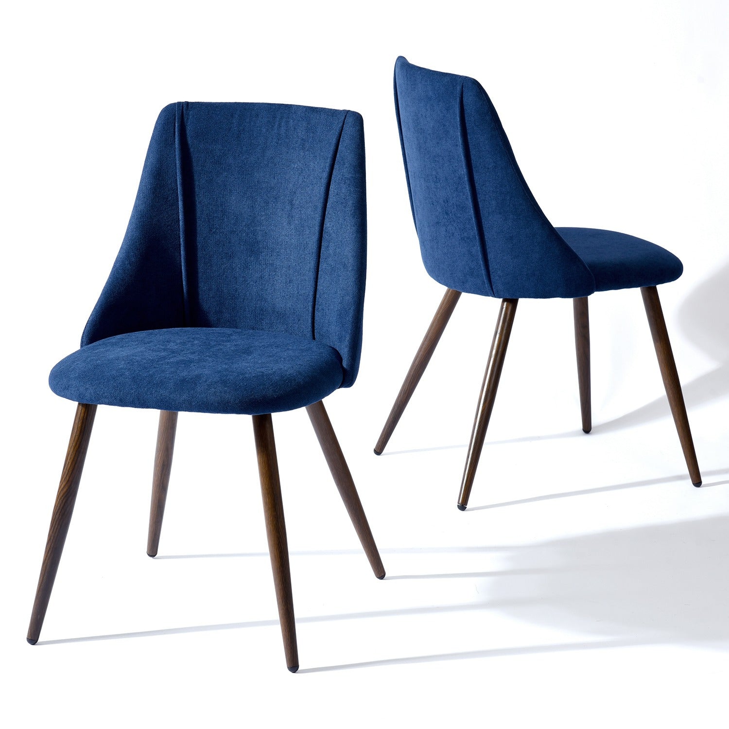 Set of 2 Comfortable Dining Chairs with Stylish Fabric Beige/Dark Blue & Sleek Metal Legs, Perfect for Restaurants, Cafés, Airport Lounges and Dining Areas