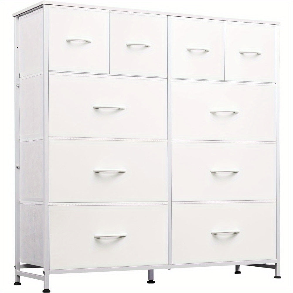 Fabric Dresser for Bedroom, Dresser with 10 Drawers, Storage Tower with Fabric Bins, Double Dresser, Chest of Drawers for Closet, Living Room, Hallway