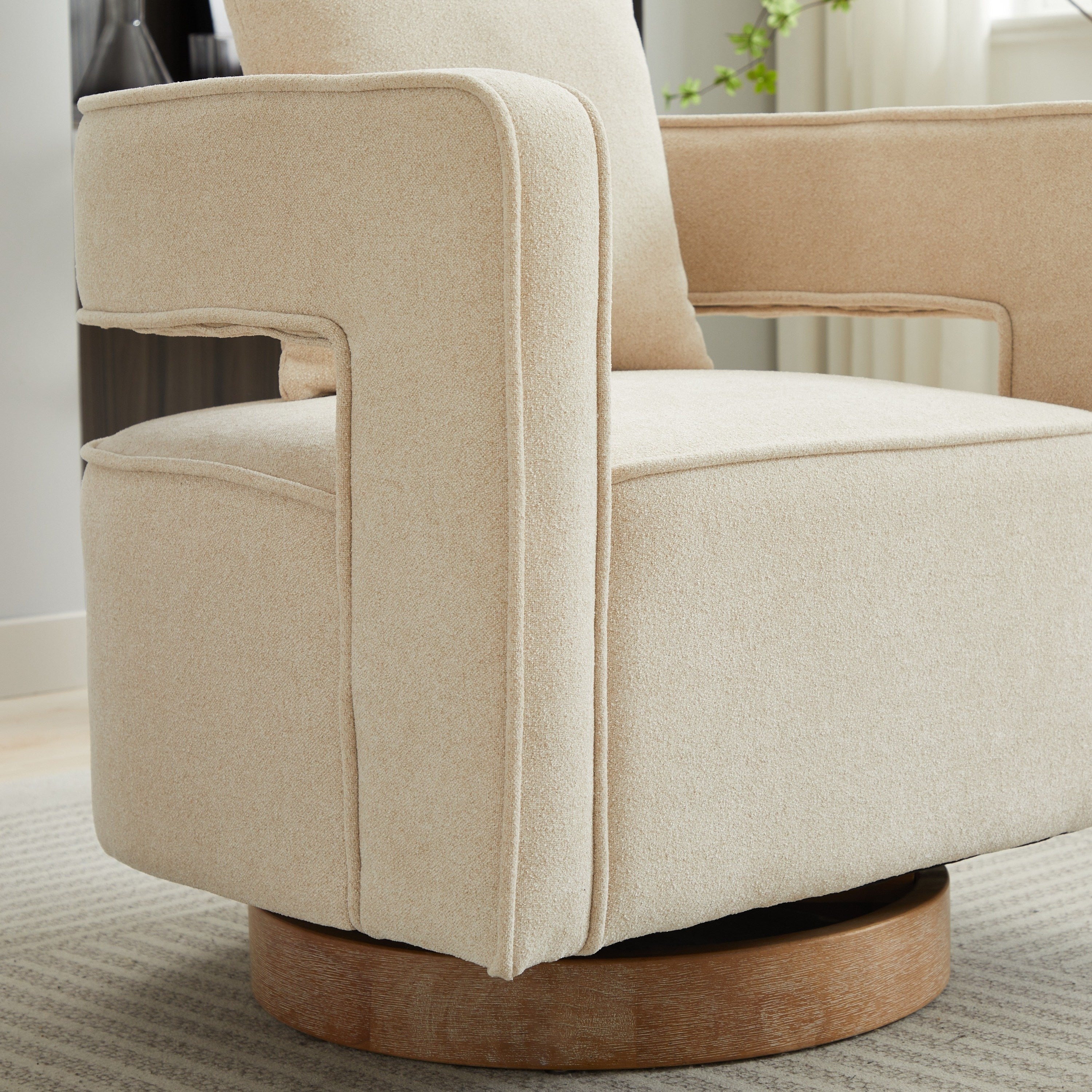 Upholstered Accent Swivel Chair, 360-degree Rotating Club Modern Style Single Sofa Chair For Living Room, Bedroom, Guest Room, Office