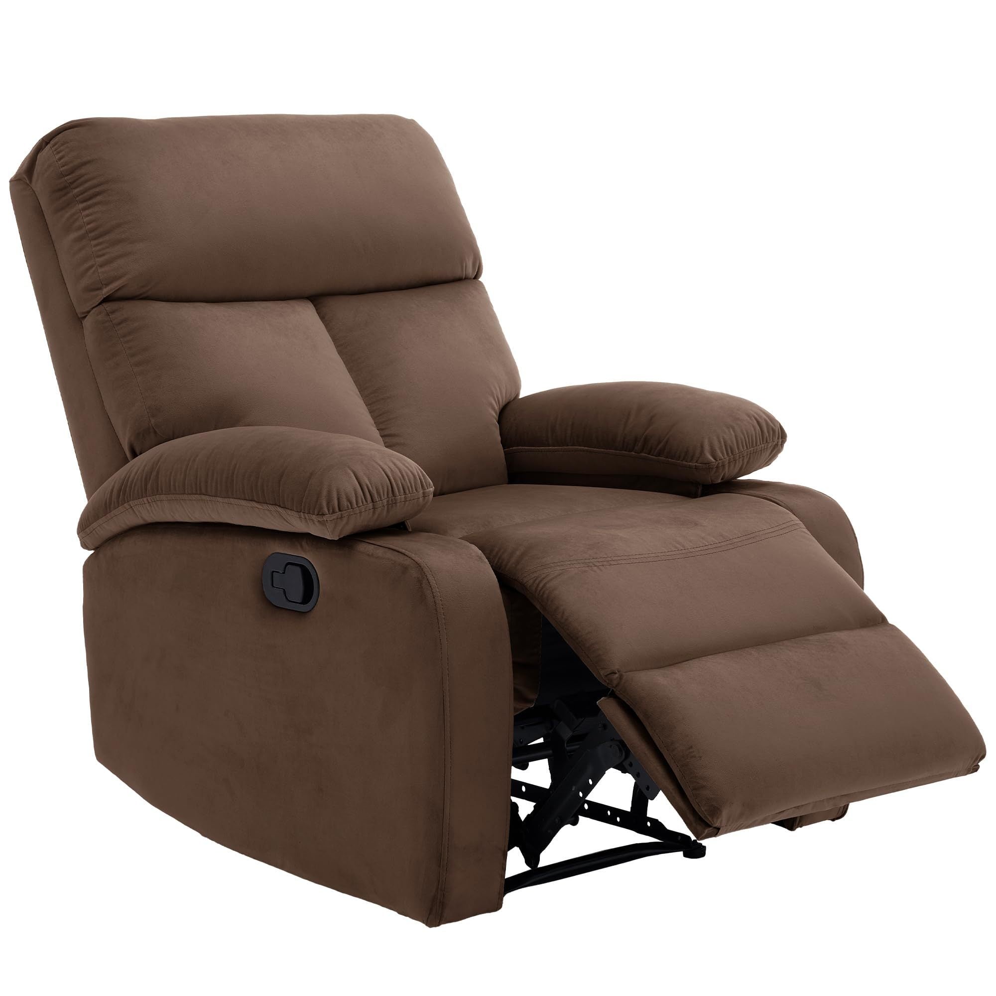 Manual Recliner Chair for Adults, Small Recliners for Small Spaces, Lazy boy Recliner Sofa Velvet Reclining Chairs for Living Room, RV, Bedroom, Gray