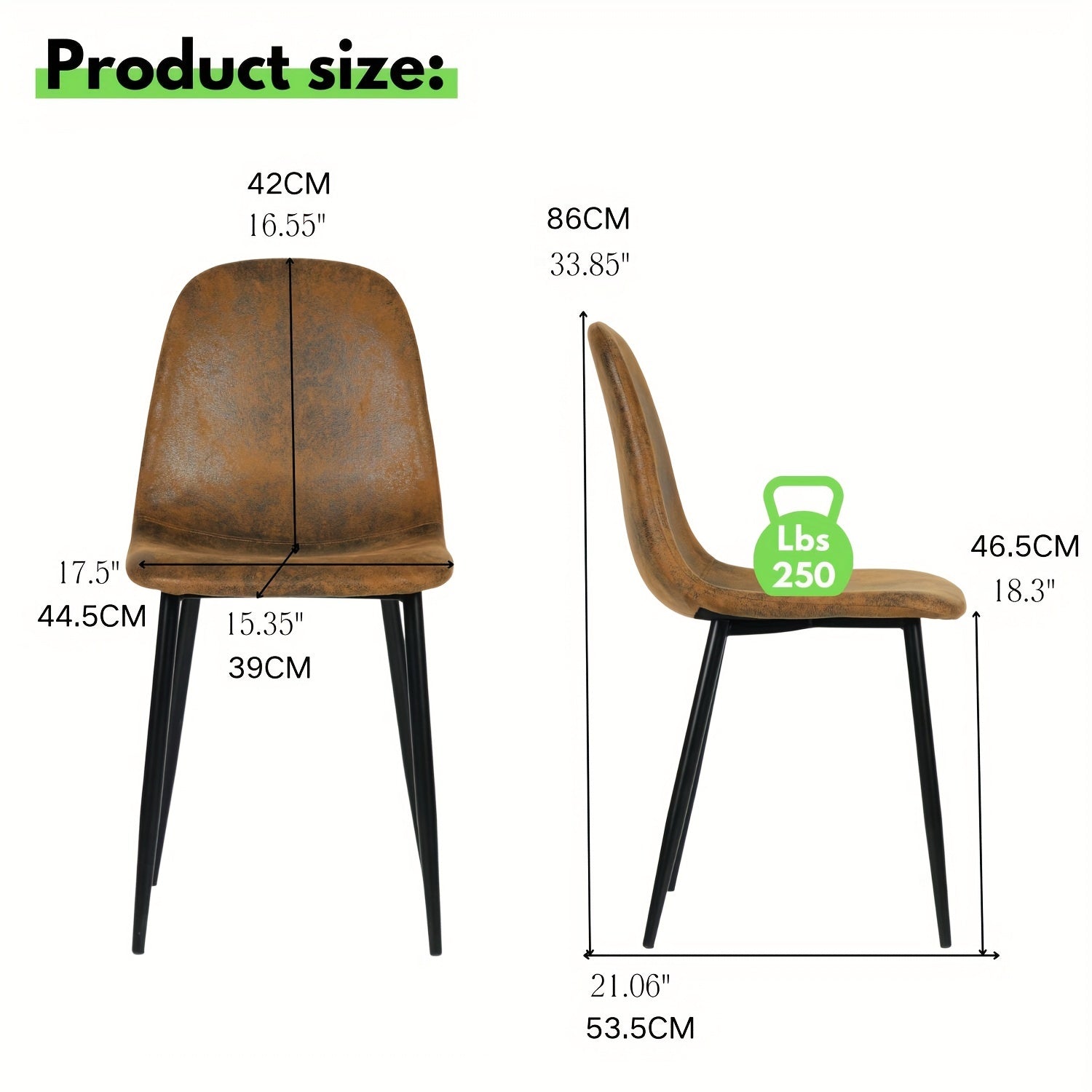 Industrial Dining Chairs Set Of 4, Modern Dining Chairs Set with Comfortable Suede Seat, Ergonomic Armless Dining Chairs with Metal Legs for Home Kitchen Dining Room, Vintage Brown