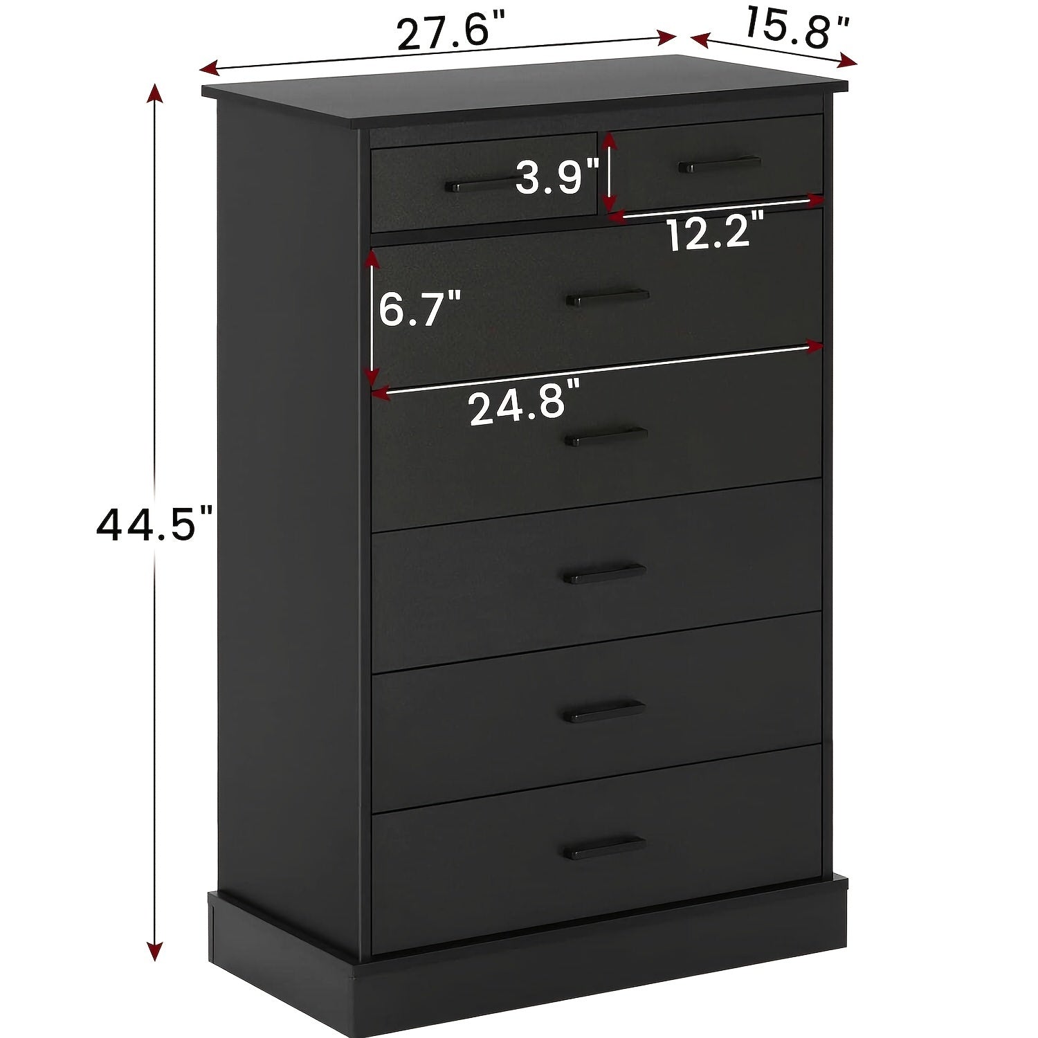 7 Drawer Dresser Storage Cabine For Bedroom, Tall Chest Of 7 Drawers For Closet Living Room, Black/White