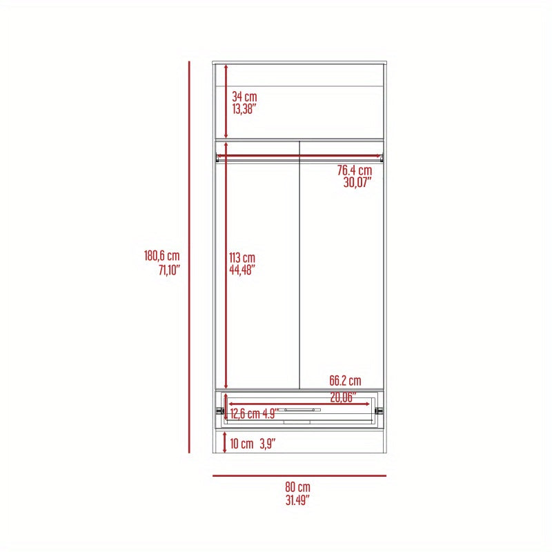 Light Gray Modern Armoire Wardrobe - Two-Door, Free-Standing Closet Organizer with Top Shelf & Hanging Rod, 71.1" H x 31.5" W x 19.69" D, Perfect for Bedroom & Living Room Storage, Bedroom Decor