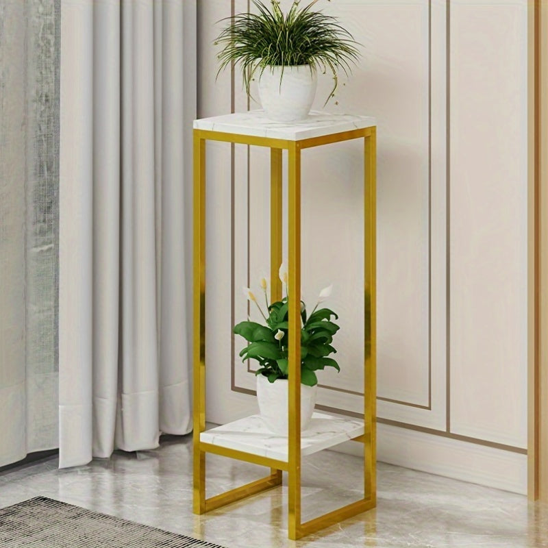 2-Tier Metal Plant Stand - Multifunctional indoor and outdoor flower stand for a variety of plants, perfect for patio, garden, living room or balcony decoration