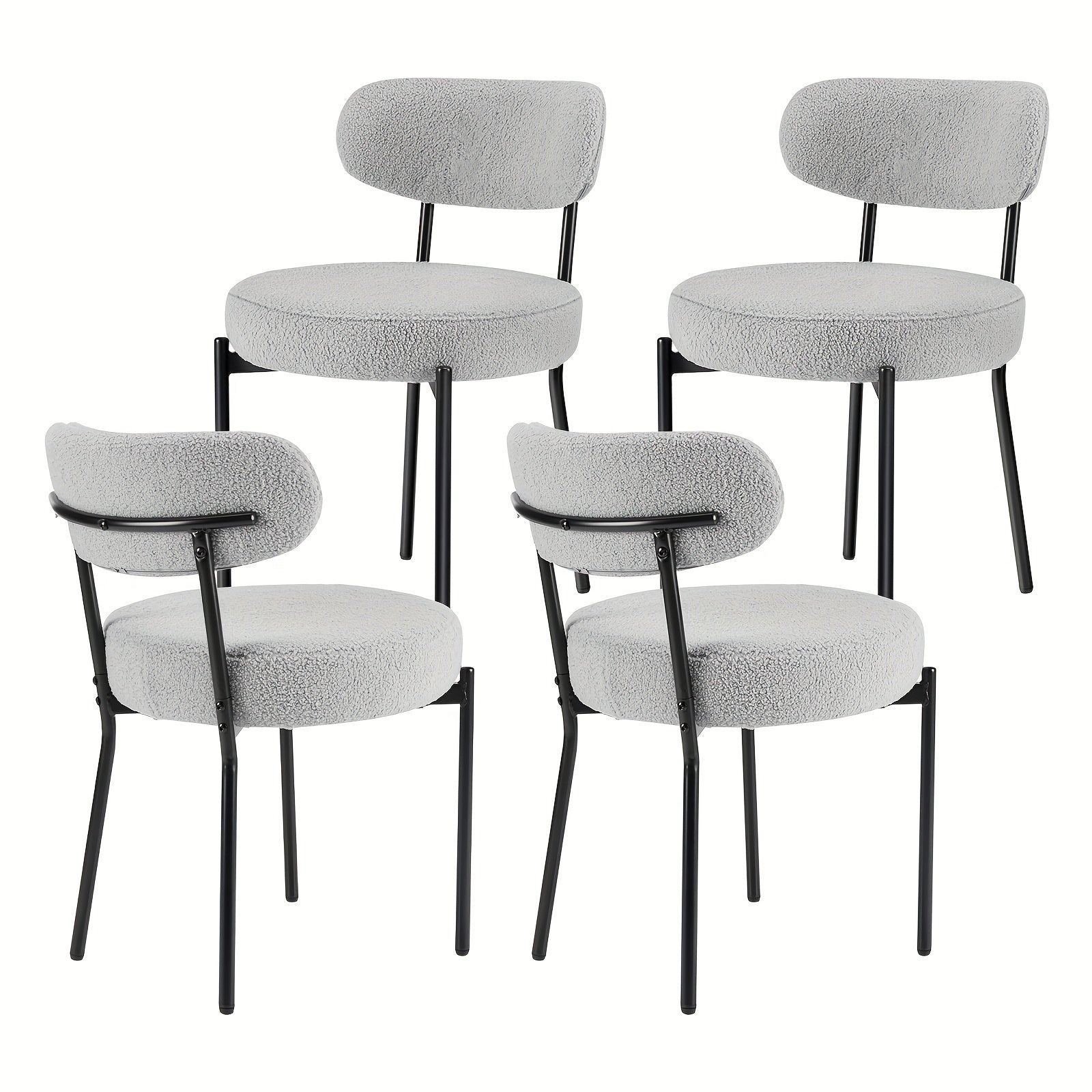 Dining Chairs, Morden Upholstered Dining Room Chairs With Curved Backrest Round Kitchen Chairs With Metal Legs