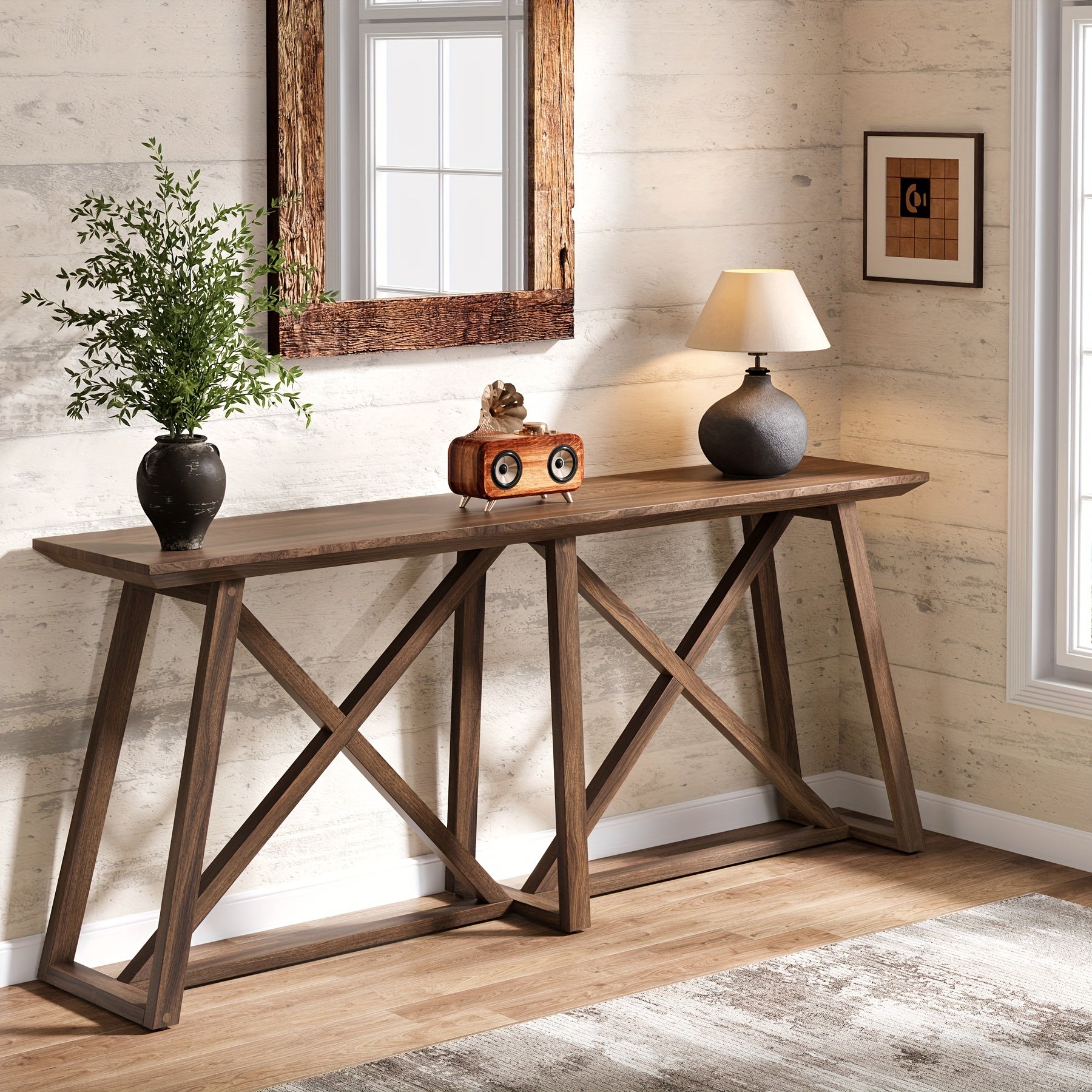 Farmhouse Console Table For Entryway: 70.9-Inch Extra Long Entryway Entry Table, Narrow Wooden Sofa Table Behind Couch For Hallway, Entrance, Foyer, Living Room, Rustic Brown, Halloween Decor, Autumn, Thanksgiving,