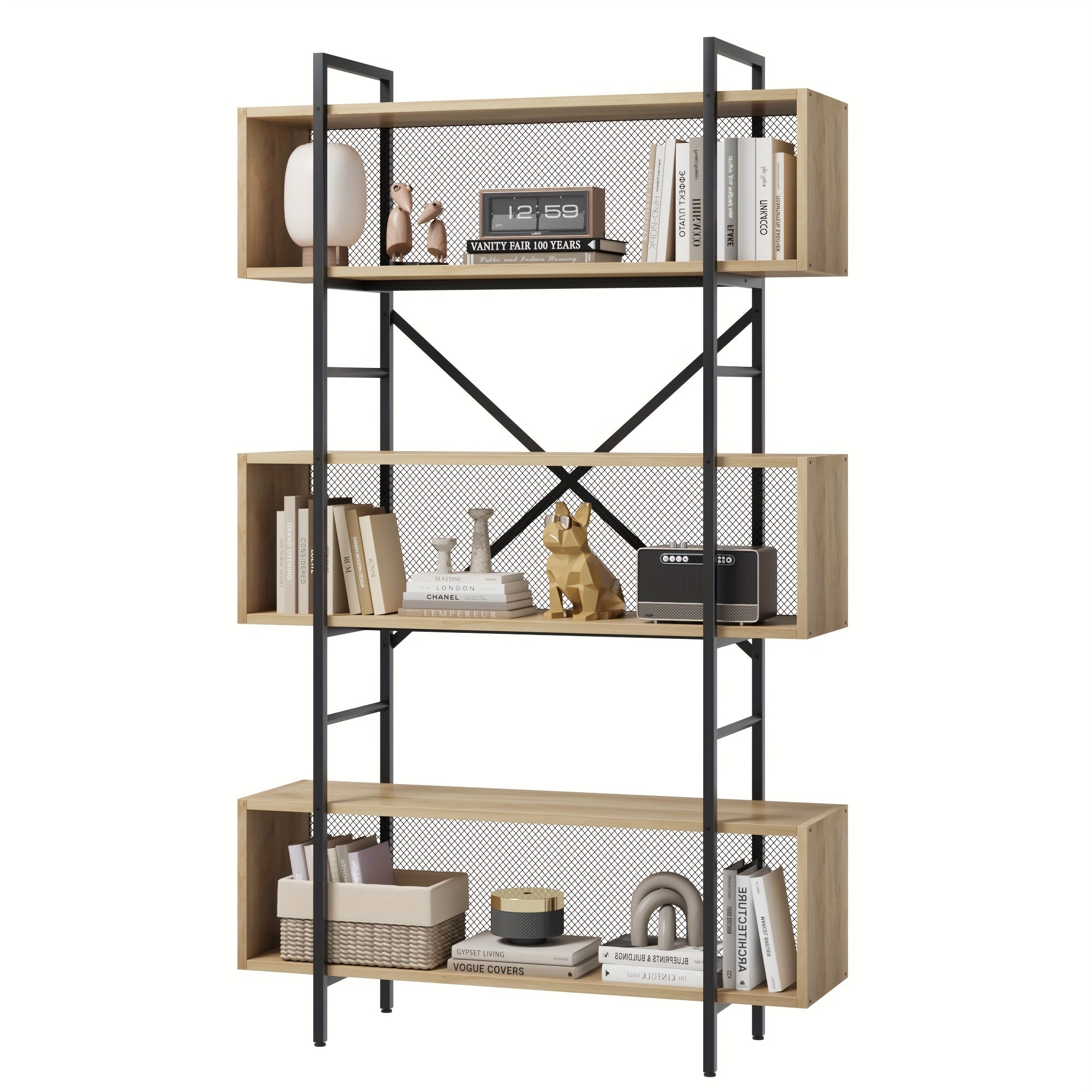 6 Tier Bookshelf with Storage 180cm Tall Industrial Book Shelf with Open Display Bookshelves 6 Shelf Bookcase
