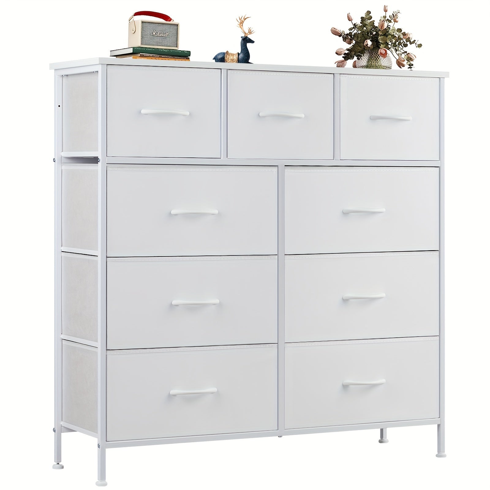 Dresser For Bedroom With 9 Drawers Clothes Drawer Fabric Closet Organizer Dresser With Metal Frame And Wood Tabletop