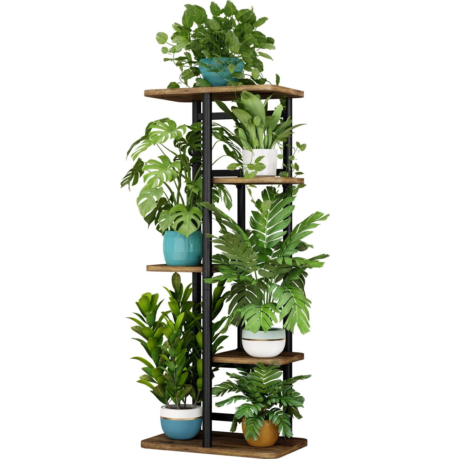 Tall Plant Stand Indoor 7 Tier Metal Plant Shelf Black Plant Holder Large Plant Rack for Mutiple Plants Pots for Patio Garden Corner Balcony Living Room