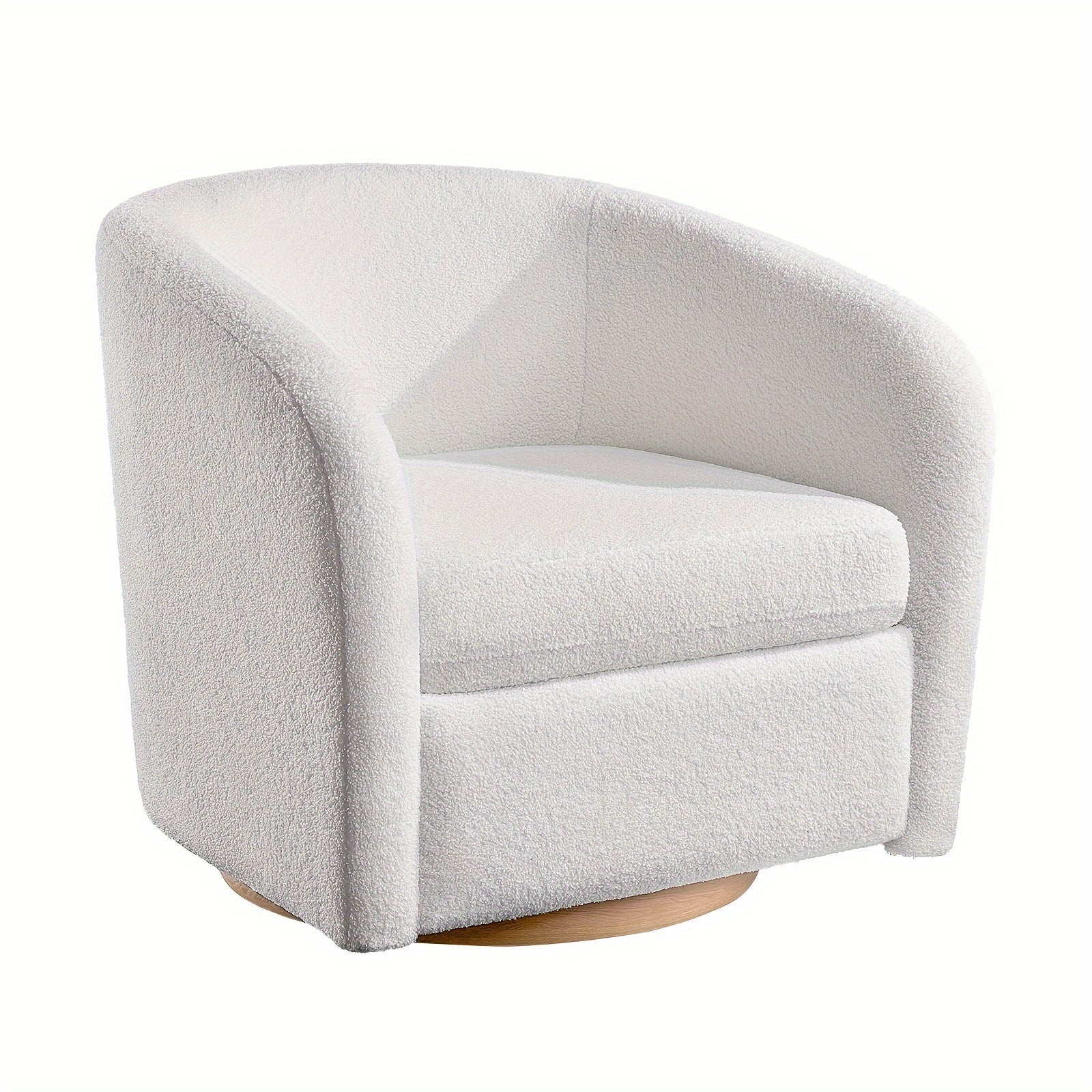 Swivel Boucle Accent Chair - Comfy Round Barrel Armchair for Living Room, Bedroom, and Nursery