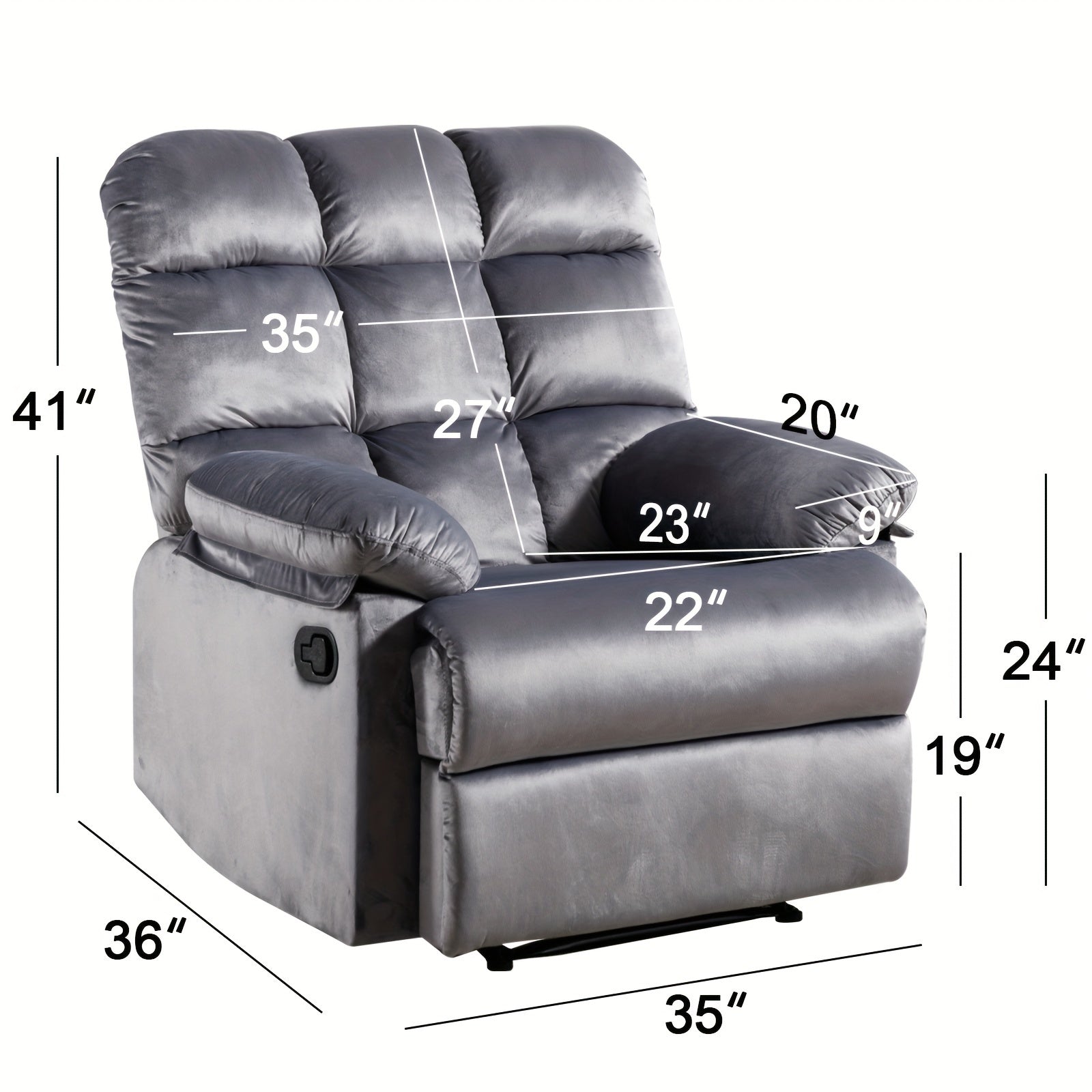 Classic Manual Recliner With Soft Padded Headrest And Armrest, Wonderful Chair&Sofa For Living Room And Bed Room, Brown