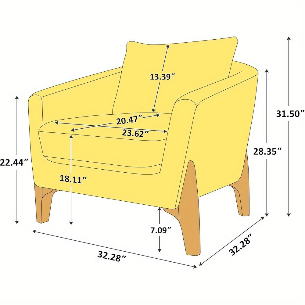 Modern Boucle Accent Chair with Wooden Legs - Cozy Upholstered Armchair for Living Room, Bedroom Reading - White