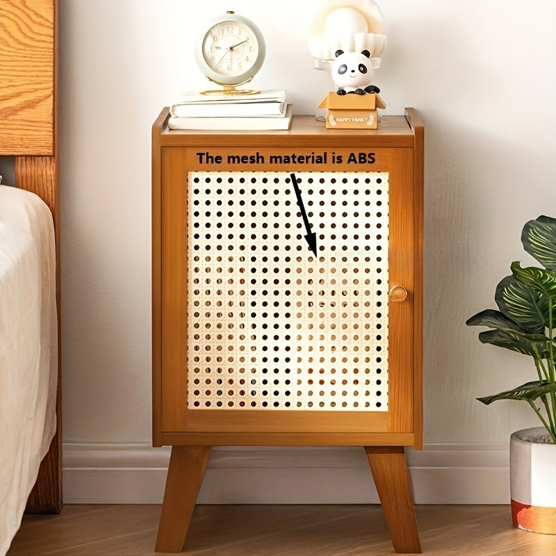 Modern Slim Bedside Table - Compact Wooden Storage Cabinet for Rental Rooms, Available in Teak/Black