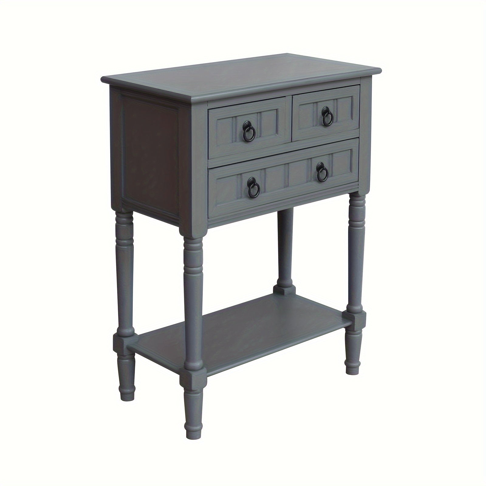 Entryway Table With Storage, Rustic Small Console Table W/ 3 Drawers & Open Bottom Shelf, Solid Wood Console Table, Narrow Sofa Side Table For Living Room, Foyer, Hallway, Entry Table.