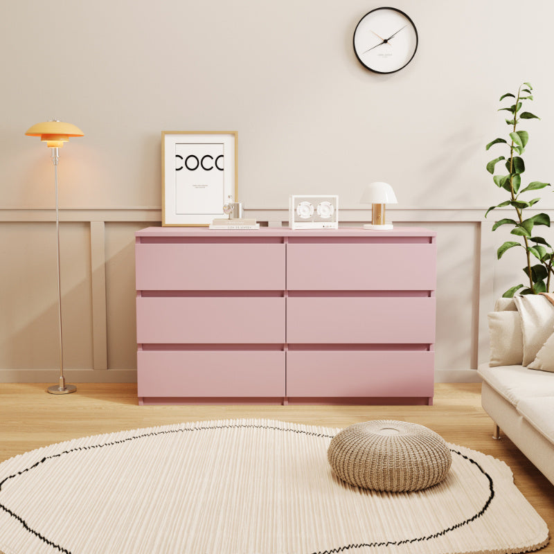 Modern Minimalist Spacious Large 6 Drawers Chest of Drawer Dressers Table Perfect for Organize Clothes Accessories