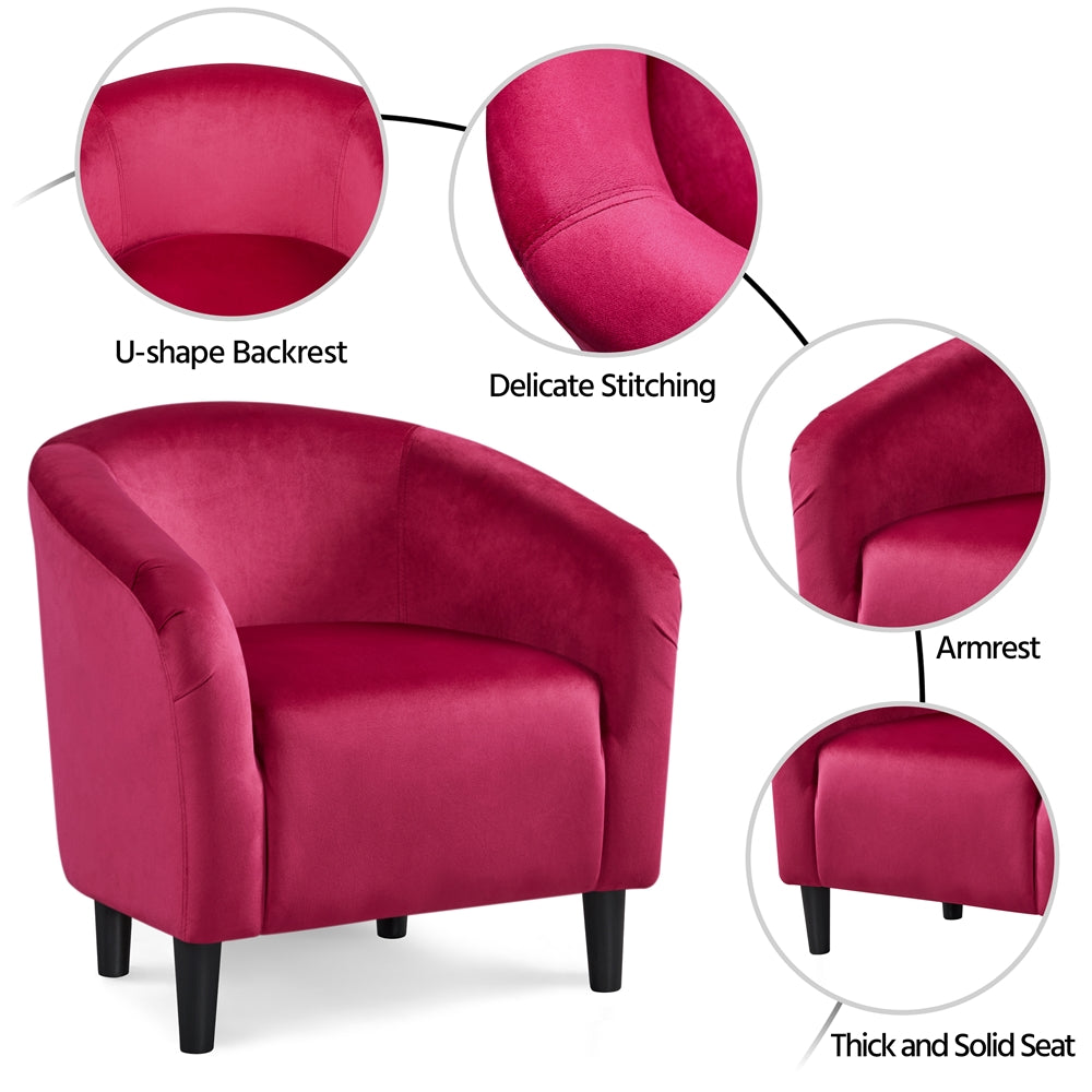 Velvet Club Chair Accent Arm Chair Upholstered Barrel Chair Black/Navy Blue/Gray/Pagoda Blue/Rose Red/Pink/Yellow