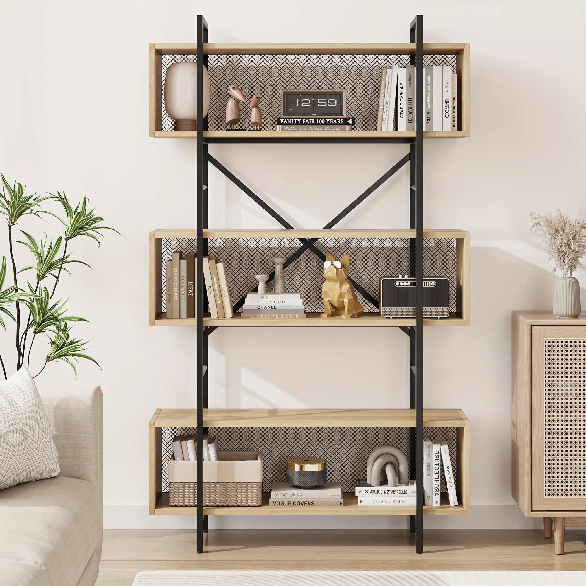 6 Tier Bookshelf with Storage 180cm Tall Industrial Book Shelf with Open Display Bookshelves 6 Shelf Bookcase